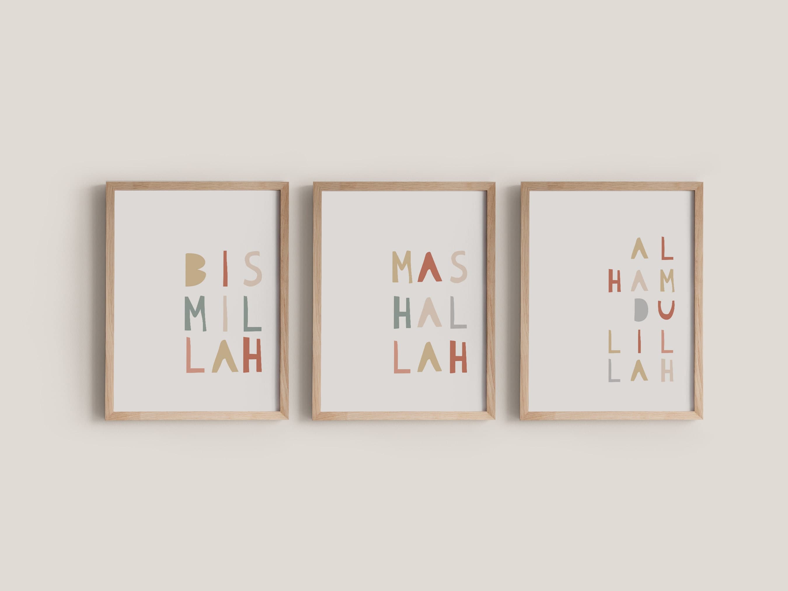 Bismillah, Alhamdulliah & MashAllah Nursery Print Set of 3 - Islamic Nursery Wall Art for Muslim Baby Room, Gender Neutral Muslim Decor - image 4