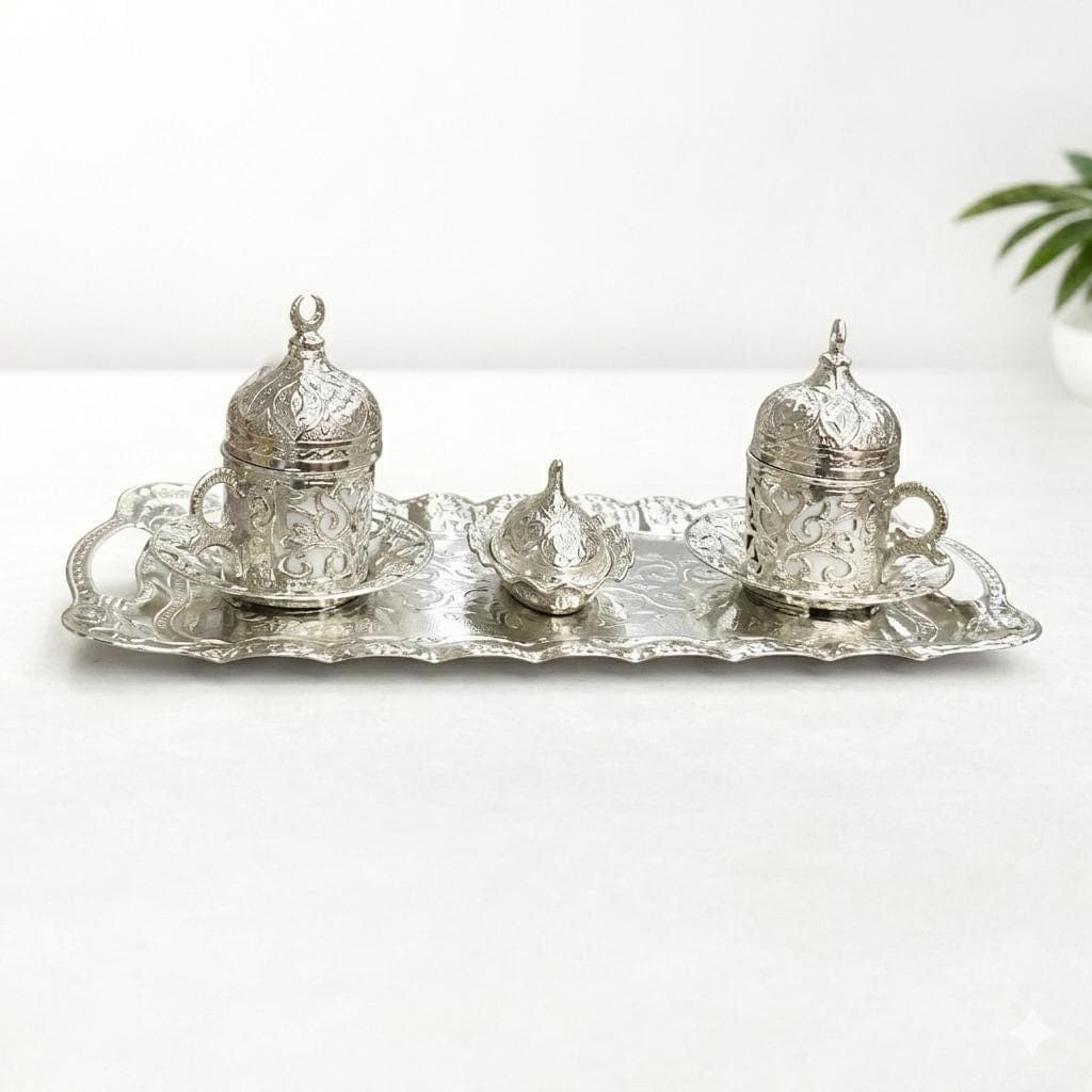 Turkish Luxury 4-Piece Coffee Cup Set with  Tray & Sugar Bowl - image 3