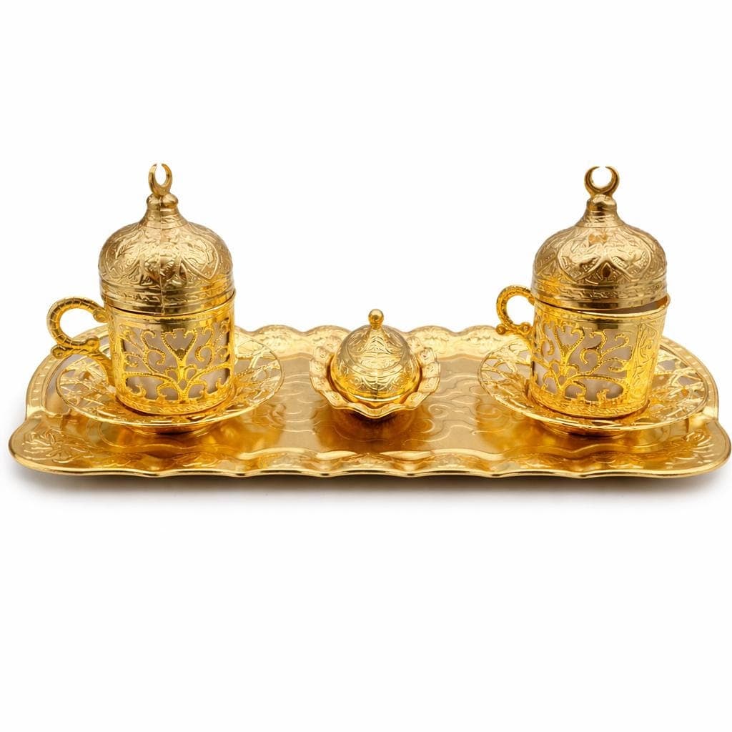Turkish Luxury 4-Piece Coffee Cup Set with  Tray & Sugar Bowl - image 4
