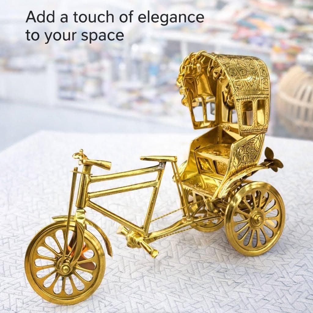 Handmade Brass Rickshaw Showpiece – Vintage Decorative Tricycle – Cultural Home Décor – Unique Gift
