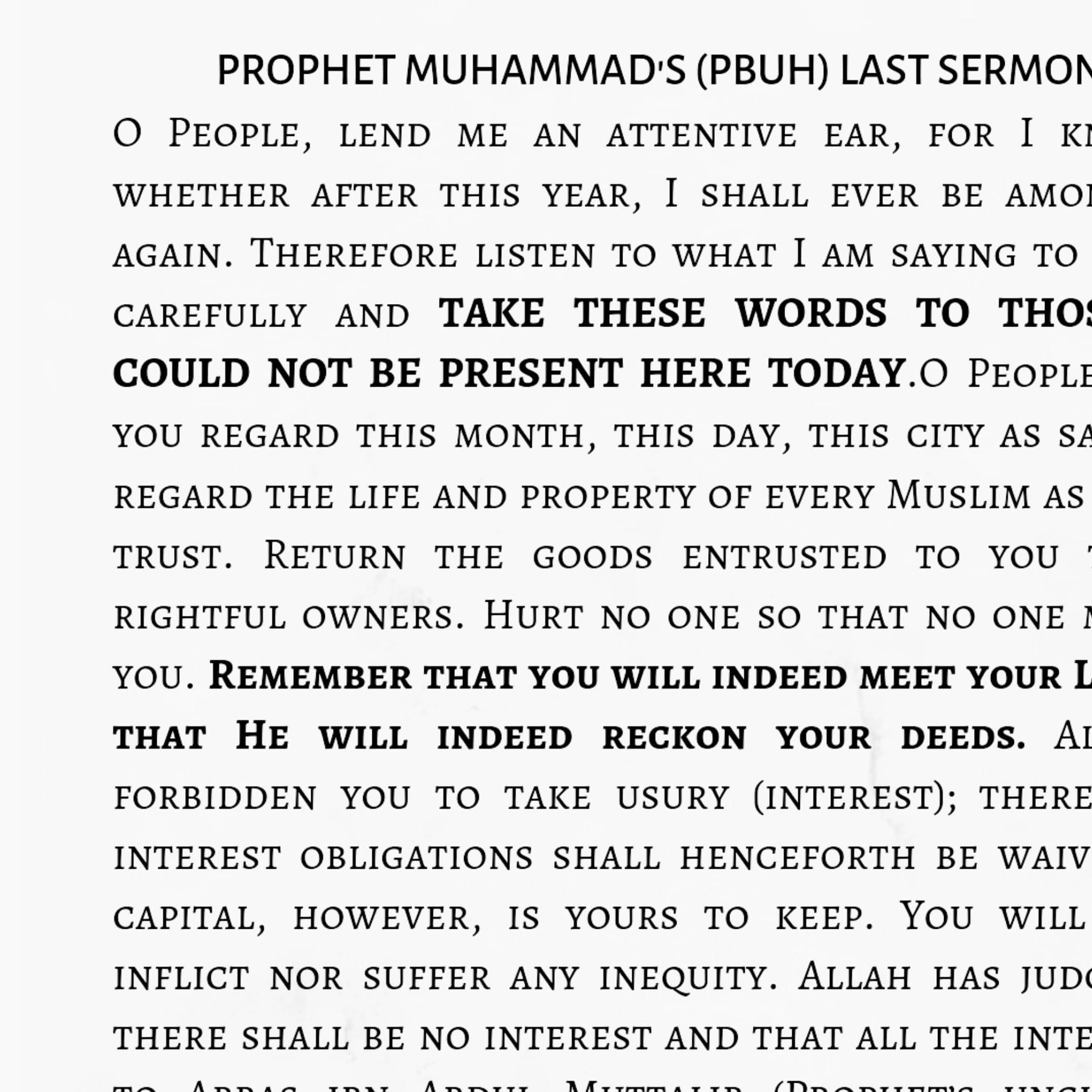 Last sermon of Prophet Muhammad (pbuh) | Islamic wall art | Islamic art | Islamic home decor | Islamic gifts Islamic print | Islamic quote | - image 3