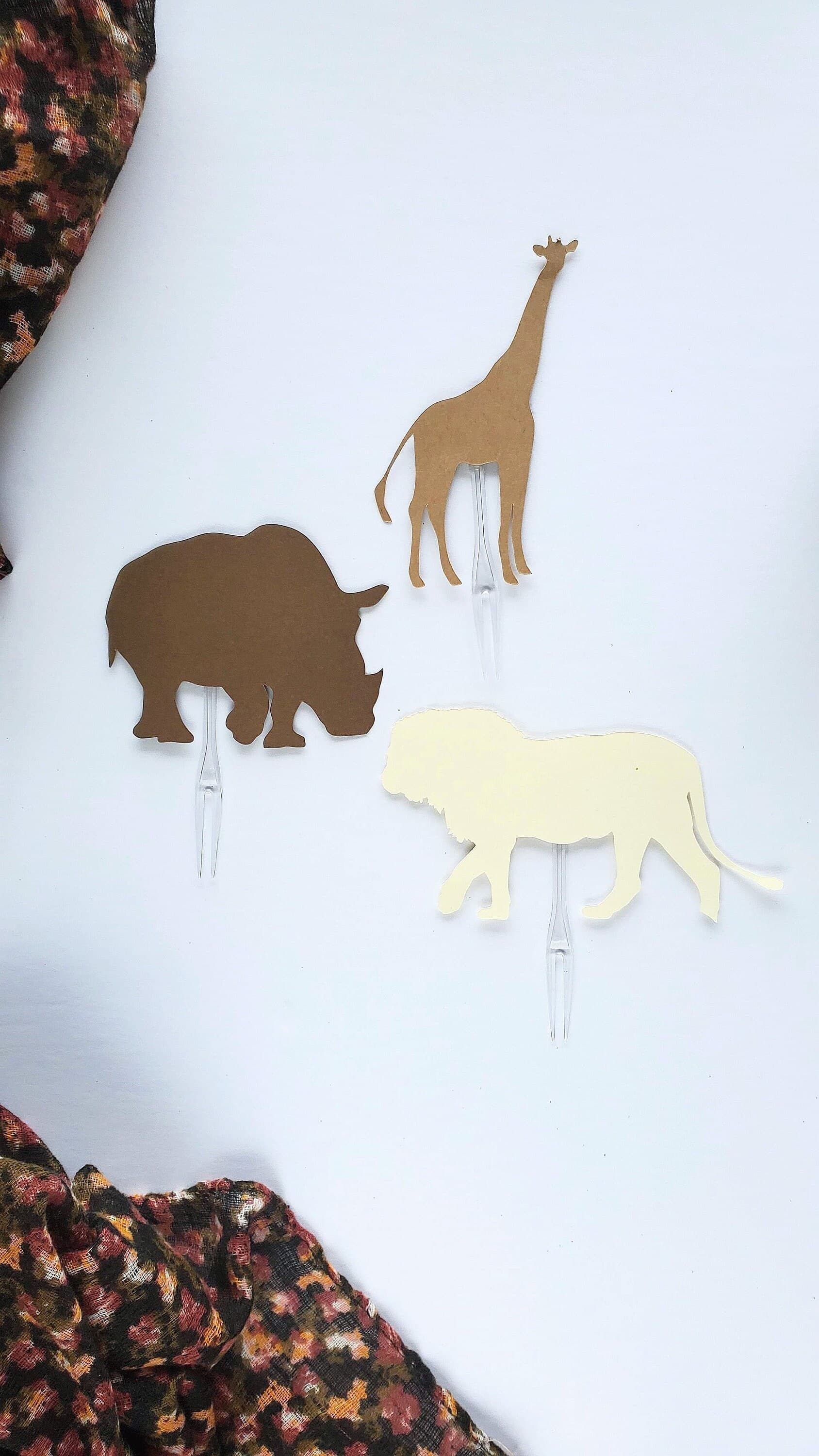 Animal Cupcake Toppers for a Safari Themed Baby Shower, Boy or Girl Jungle Theme Party, Jungle Decorations, Giraffe Lion Rhinoceros - image 3