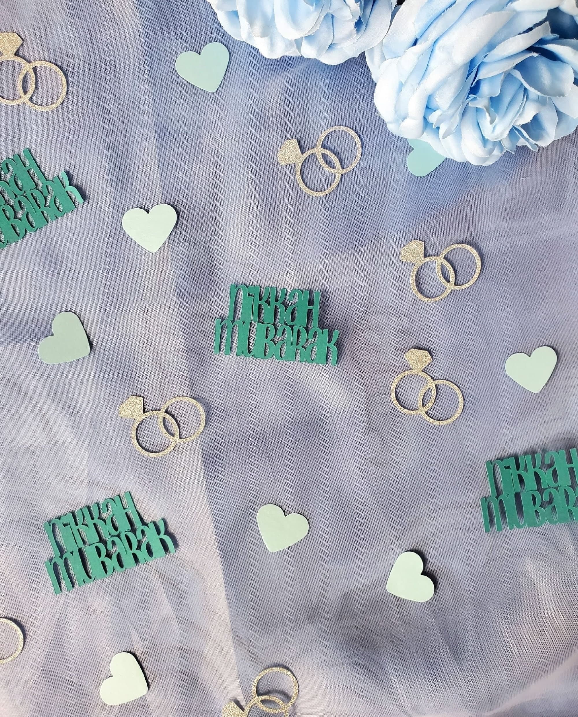 Nikkah Confetti, Handmade Silver Glitter Nikah Decorations, Nikkah Engagement Party Table Decoration, Muslim Islamic Wedding Reception - image 3