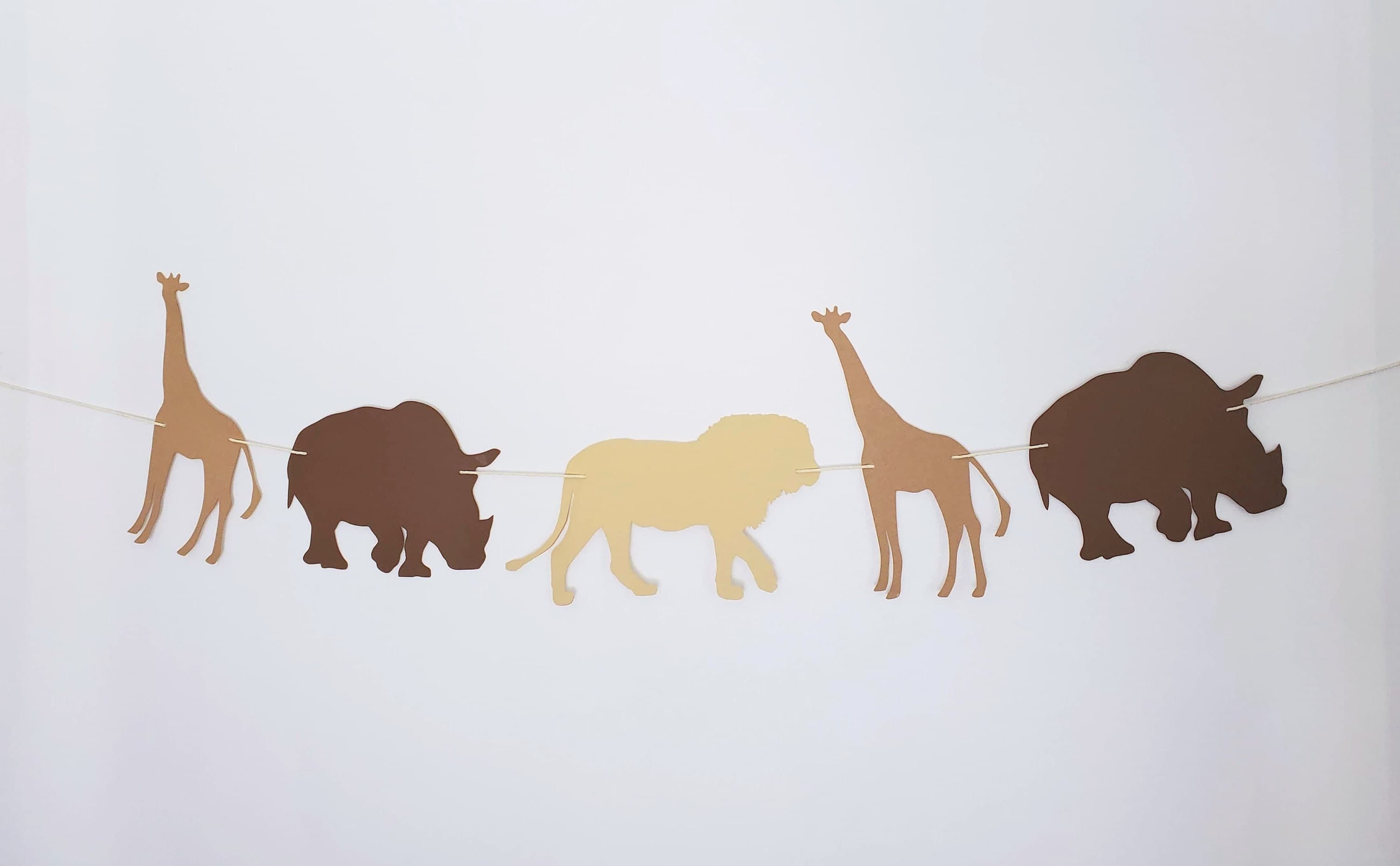 Animal Banner, Boy Girl Jungle Theme Party, Jungle Decorations, Giraffe Lion Rhinoceros, Zoo Animal Bunting, Baby Shower Decorations - image 3