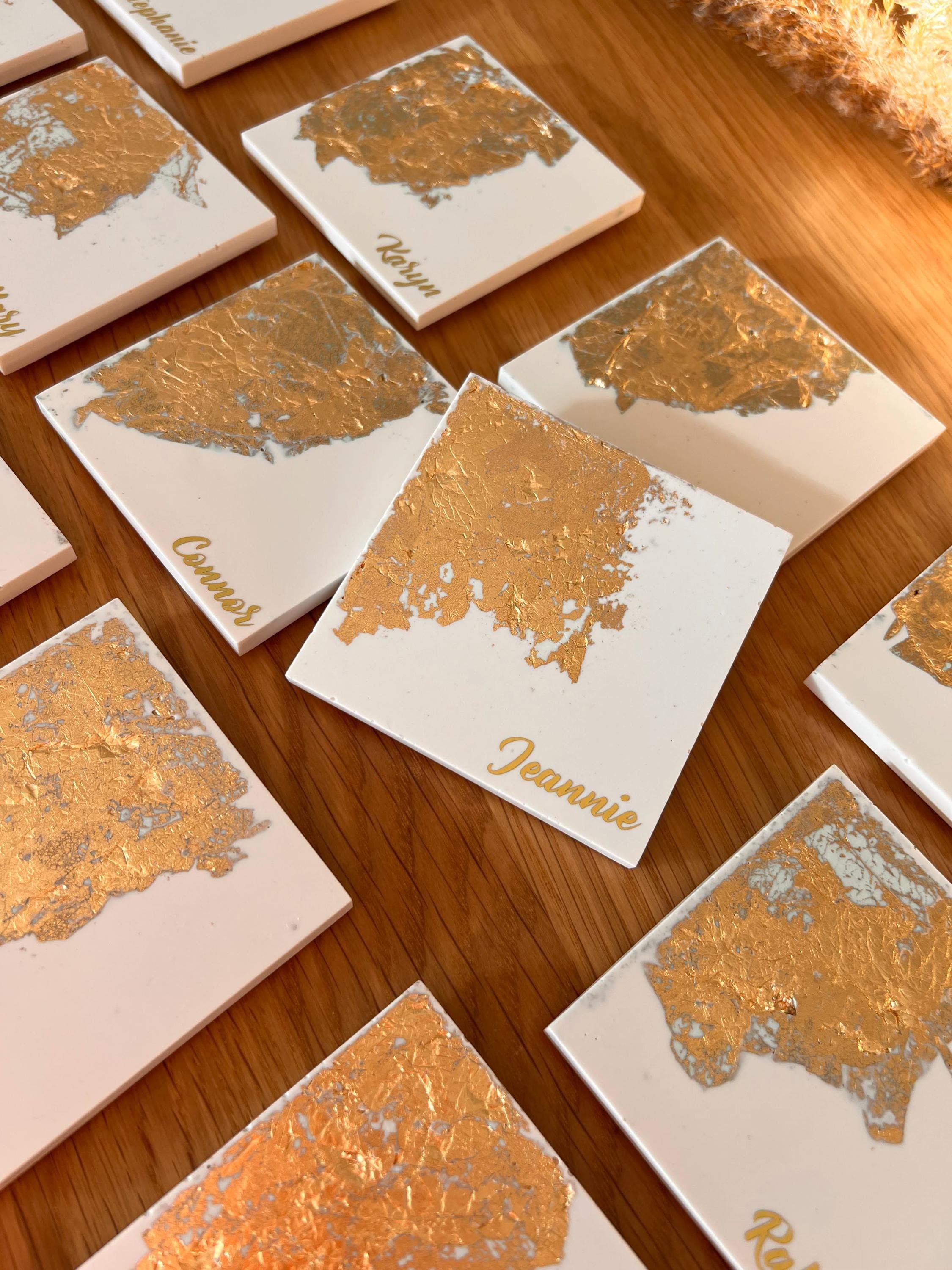 Wedding Gift, Personalized Coasters Set, Custom Jesmonite Gift, Anniversary Gift for Her, Unique Engagement Gift, Bridal Shower Gift