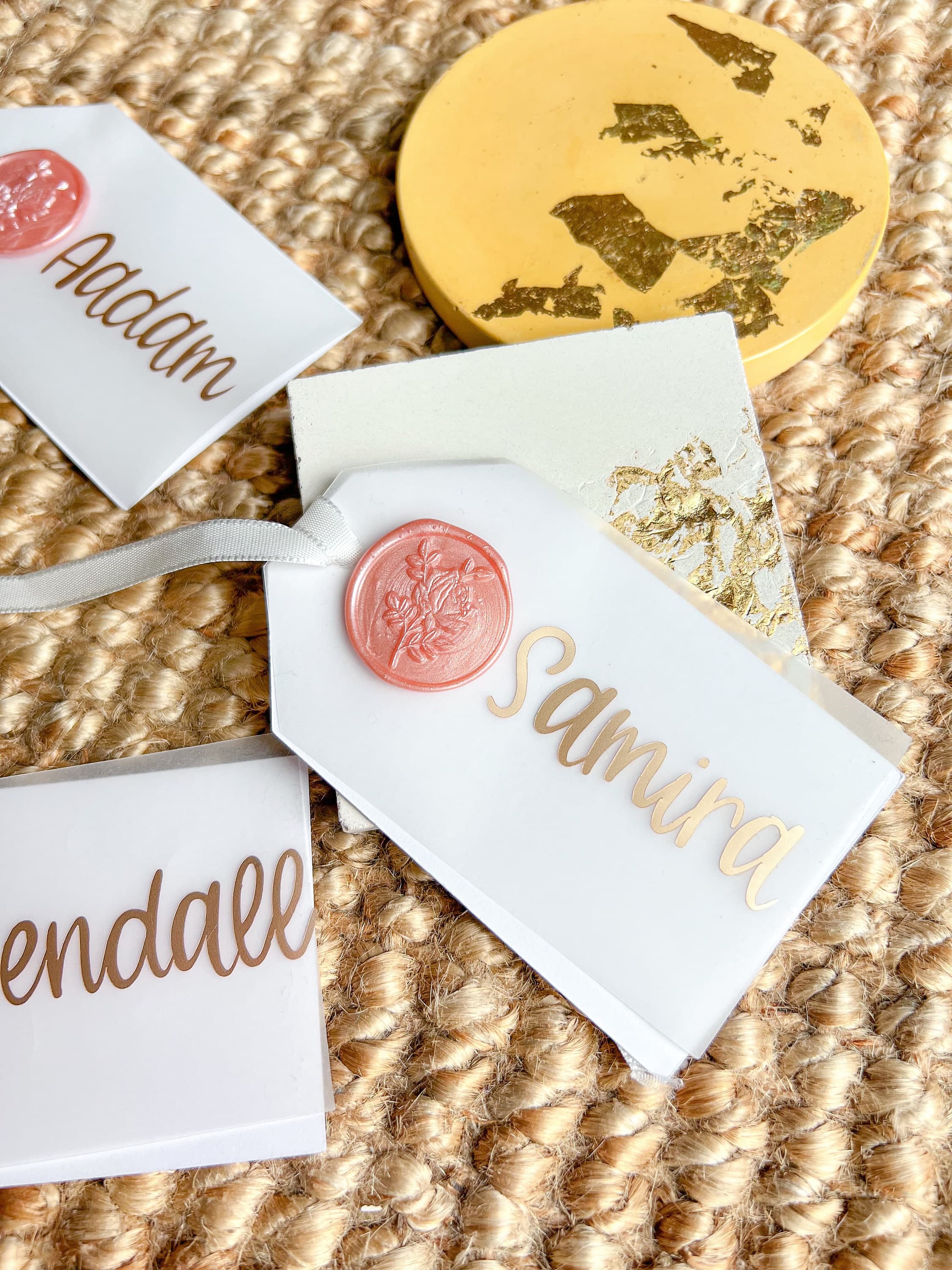 Personalized Vellum Name Tag With Wax Stamp For Place Card, Wedding Stationery, Vellum Foil Name Tag, Vellum Foiled Place Card Wedding - image 3