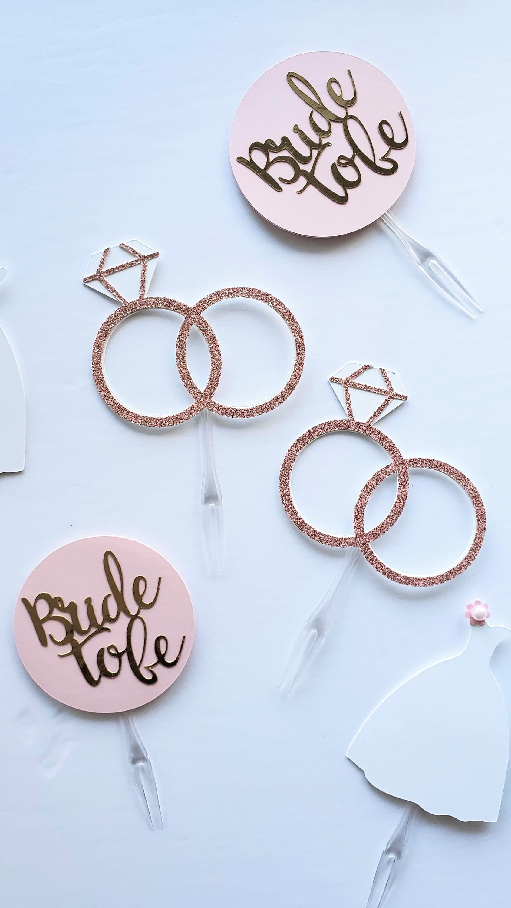 Bride To Be Cupcake Toppers for Bridal Shower, Diamond Ring Toppers For Bachelorette Party Decoration, Miss To Mrs, Hen Party Decor - image 3