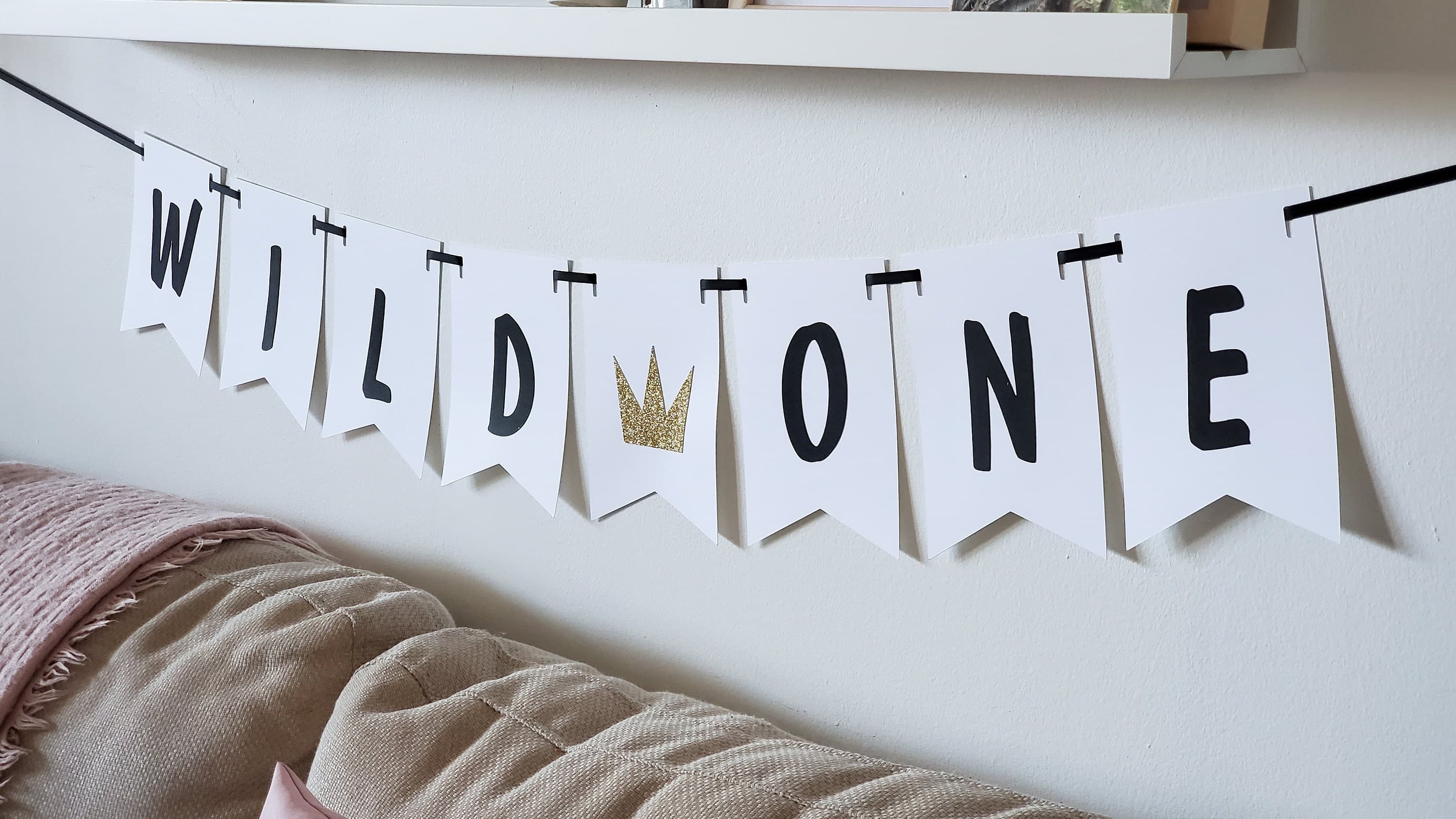 White Wild One Banner for Jungle Theme Party, High Chair Banner for Wild One Party, Wild One Baby Shower Decorations - image 5