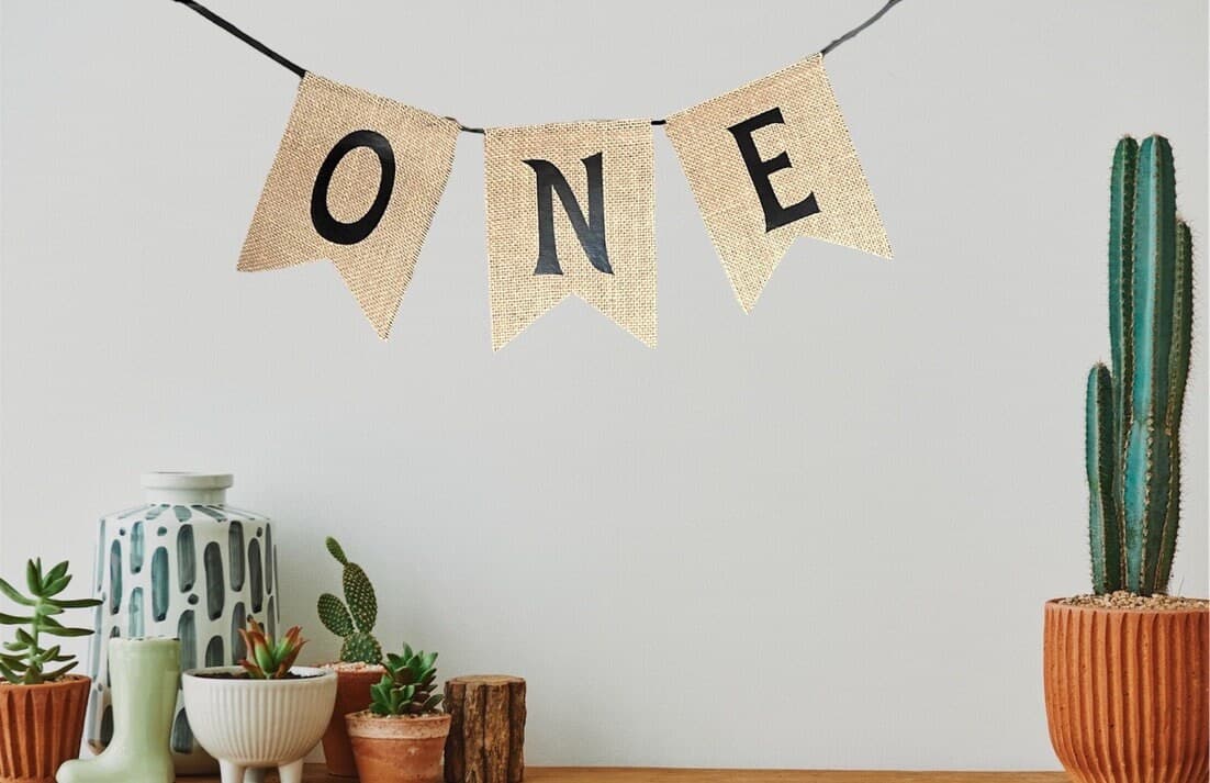 Burlap One High Chair Banner For Cake Smash Photoshoot, Rustic Boho High Chair Sign, Nursery Room Decoration