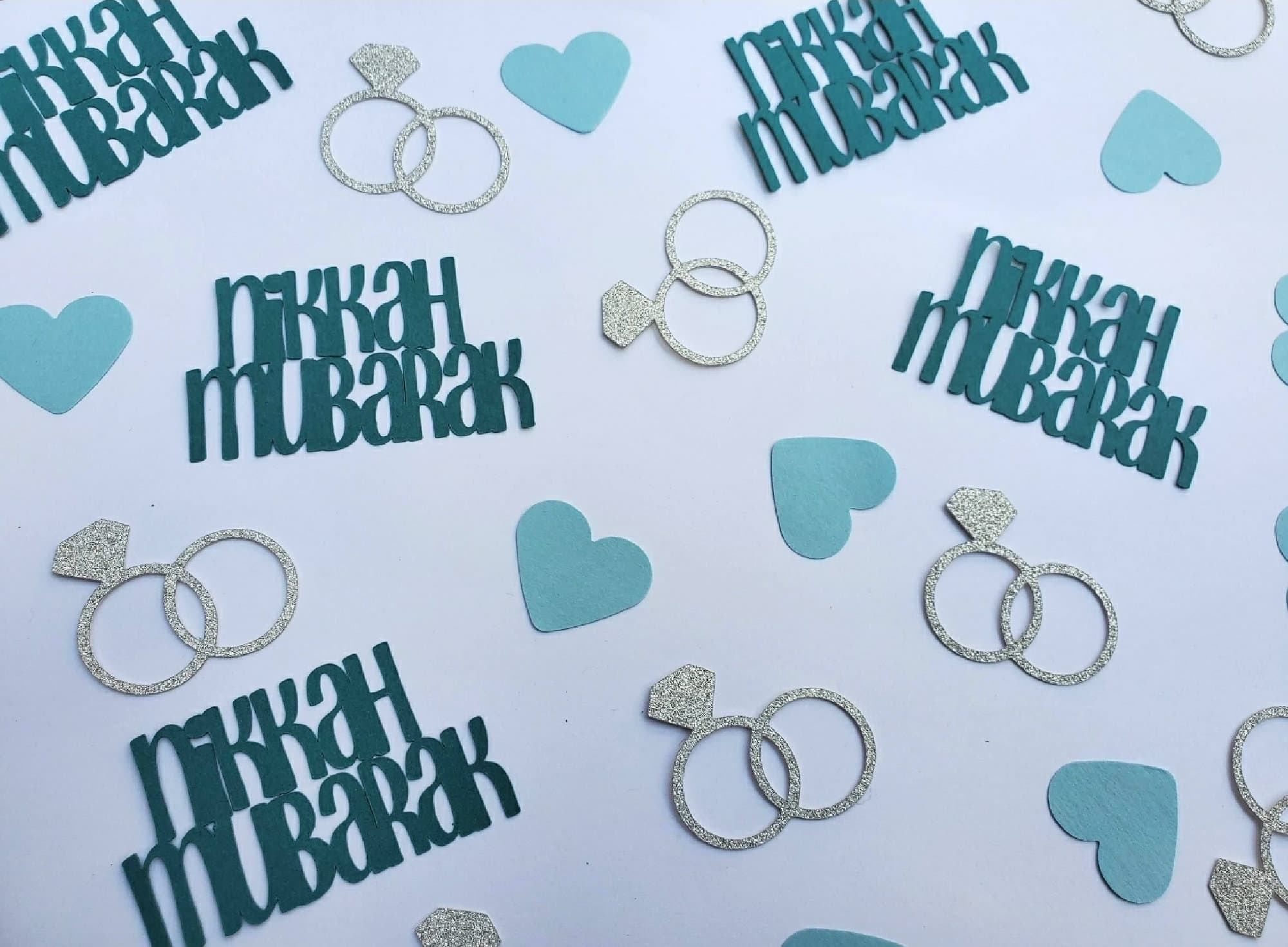 Nikkah Confetti, Handmade Silver Glitter Nikah Decorations, Nikkah Engagement Party Table Decoration, Muslim Islamic Wedding Reception