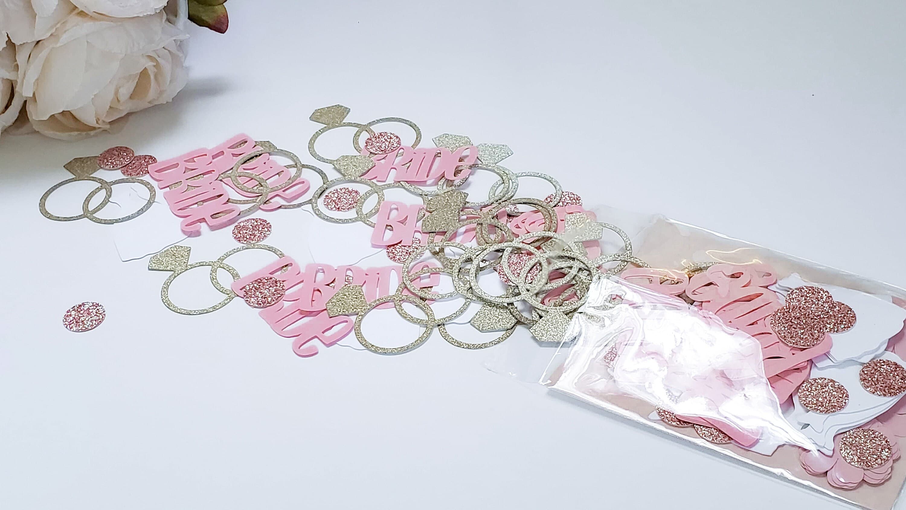 Bridal Shower Confetti for Bachelorette Party, Engagement Party Decorations, Wedding Reception Confetti for Dessert Table, Bride To Be Decor
