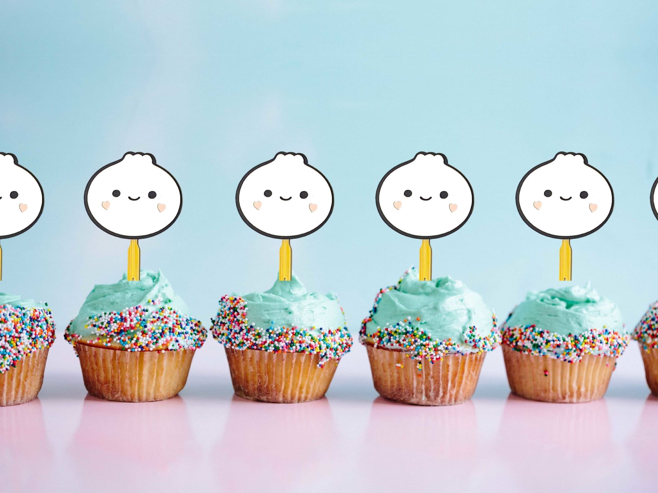 Dumpling Cupcake Topper and Food Pick For A Dumpling Baby Shower, Little Dumpling Party Decoration, Kawaii Asian Food Die Cut, Bao Party - image 3