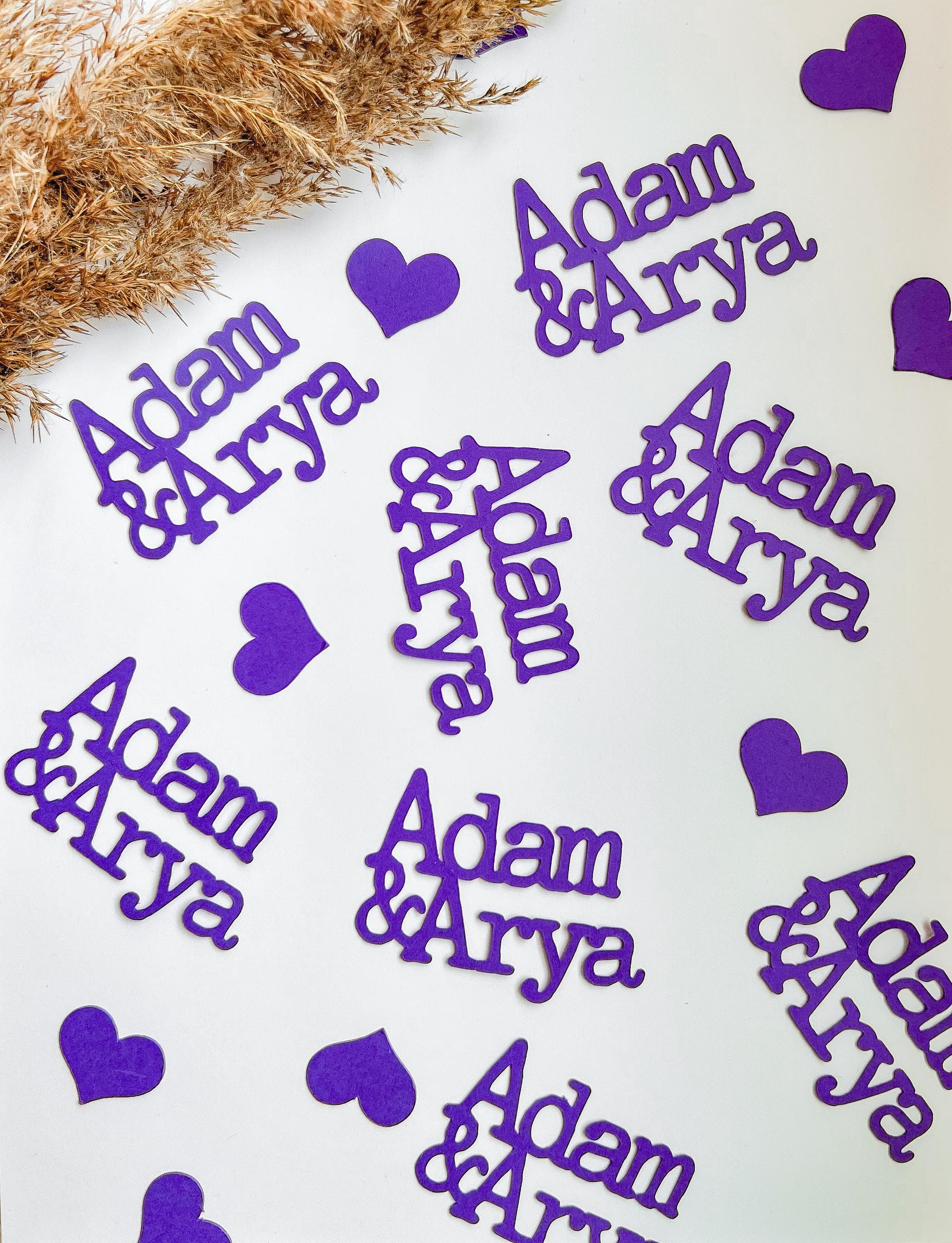 Personalized Confetti With 2 Names - Glitter Table Scatter. Bridal Showers - Engagement Parties - Weddings - Anniversary 50 pieces