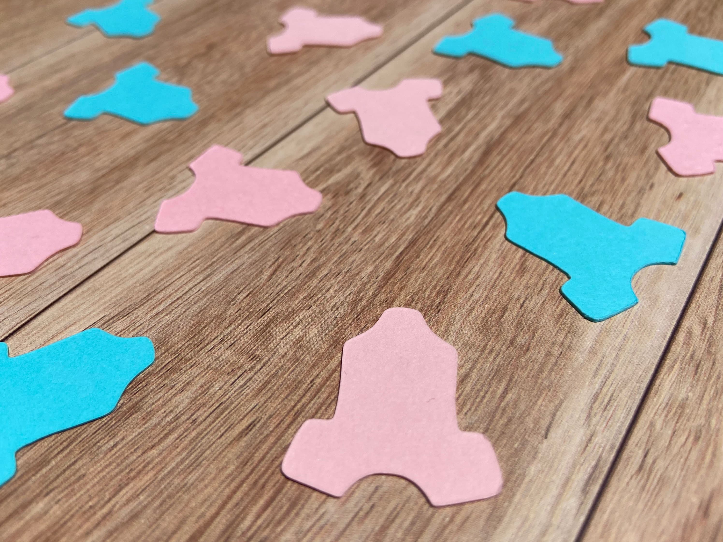 Baby Shower Confetti for Gender Reveal Party, Gender Party Decorations, Girl or Boy Confetti for Dessert Table, Pink and Blue Decor