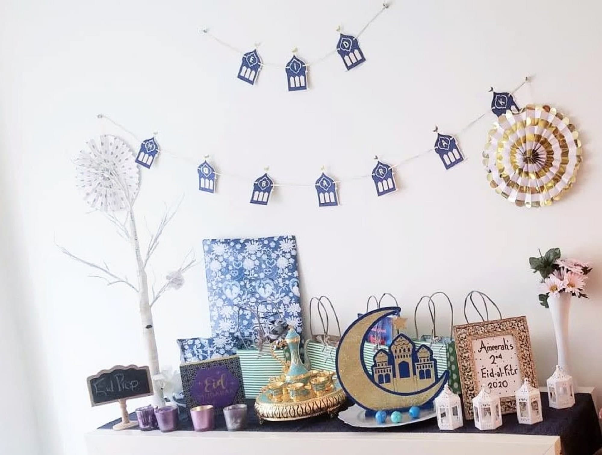 Eid Wall Decoration, Eid Mubarak Banner Modern Ramadan Decor, Eid Confetti Ramadan Table Decor, Mosque Garland - image 4