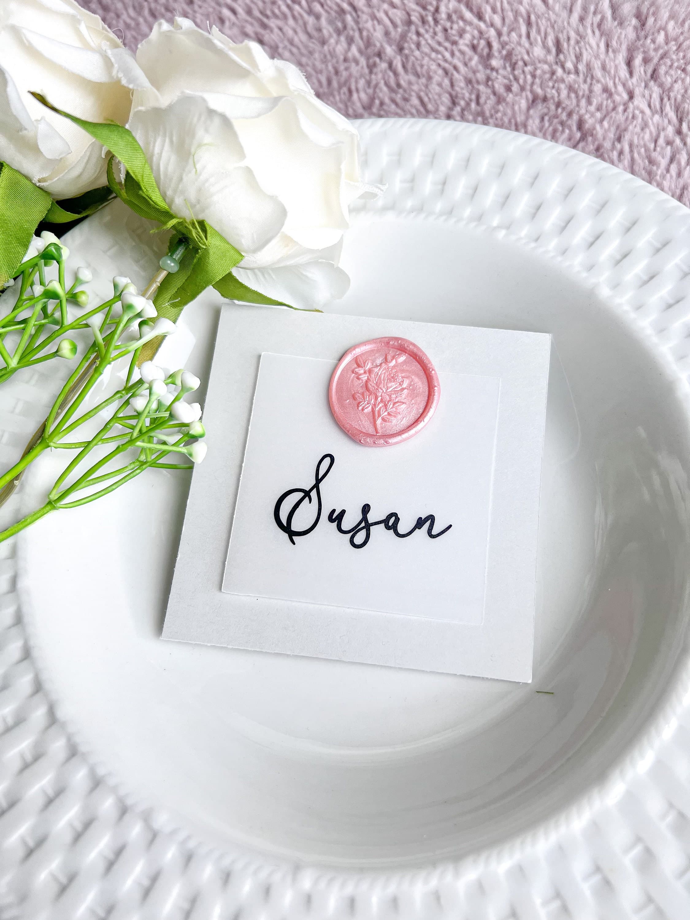 Personalized Vellum Wedding Place Cards With Wax Seal For Wedding, Table Name Cards For Wedding Guest Seating, Bridal Shower Name Cards - image 4