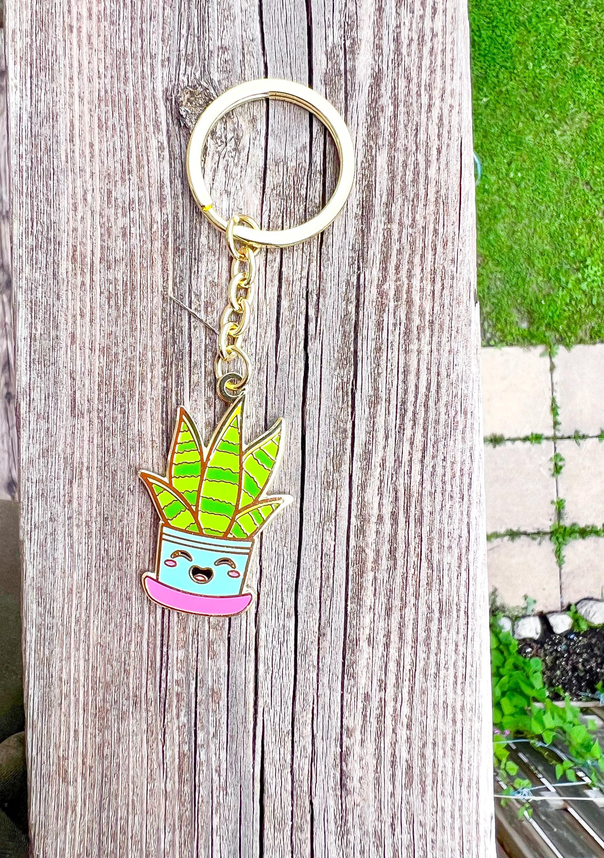 Plant Lady Enamel Keychain - Plant Mom Gift for Her - Best friend gift - Plant Keychain - Gardening gift for her