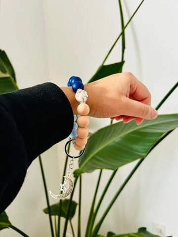 Silicone Beaded Keychain Wristlet Wallet, Silicone Bangle Key Ring, Eid Gift Ramadan Gift, Eid Moon, Large Silicone Beads Handsfree - image 5