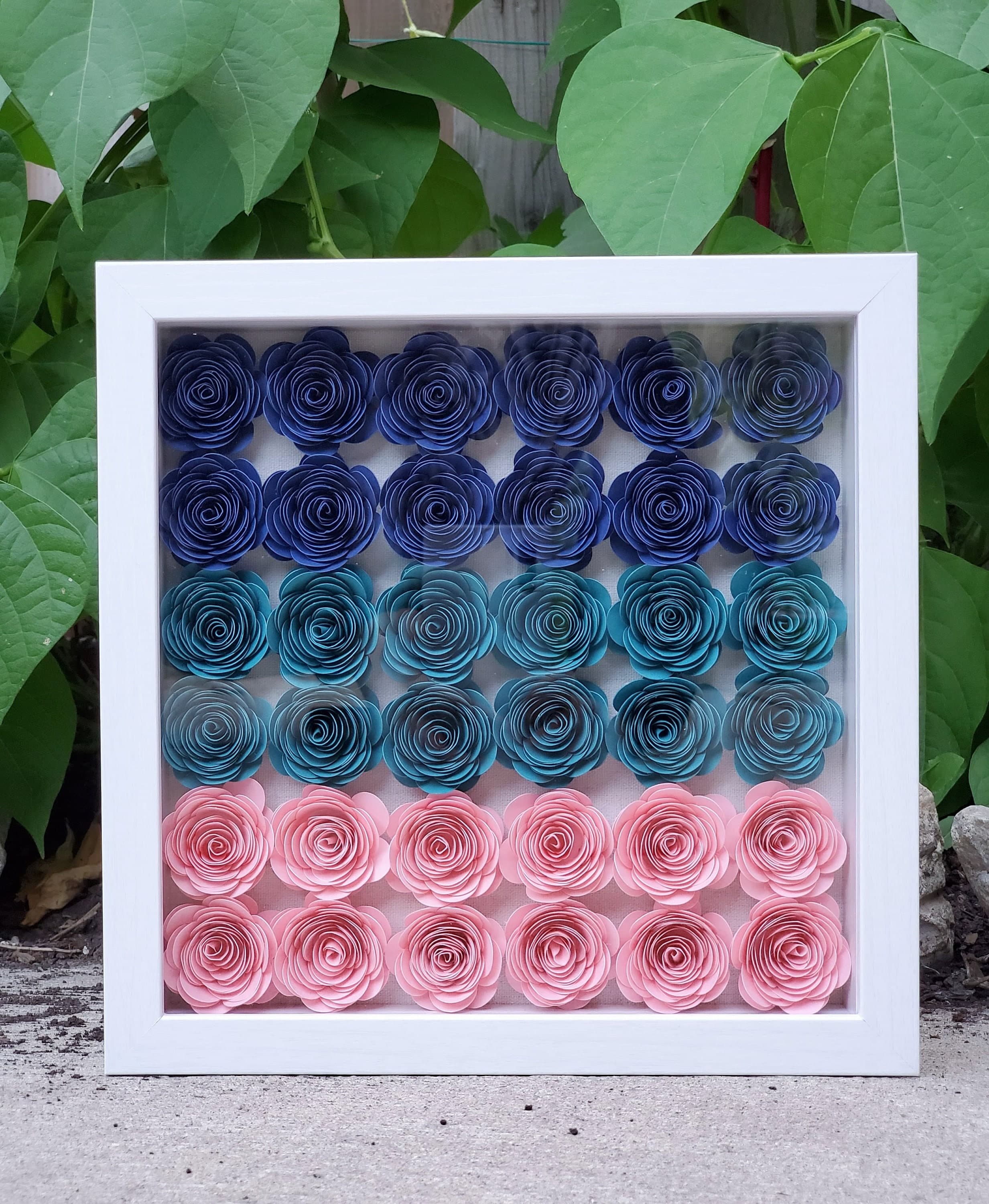 9x9 Custom Framed Paper Flower Shadow Box, 9x9 Personalized Frame for Nursery Wall Decoration, Personalized Gifts For Mom - image 4