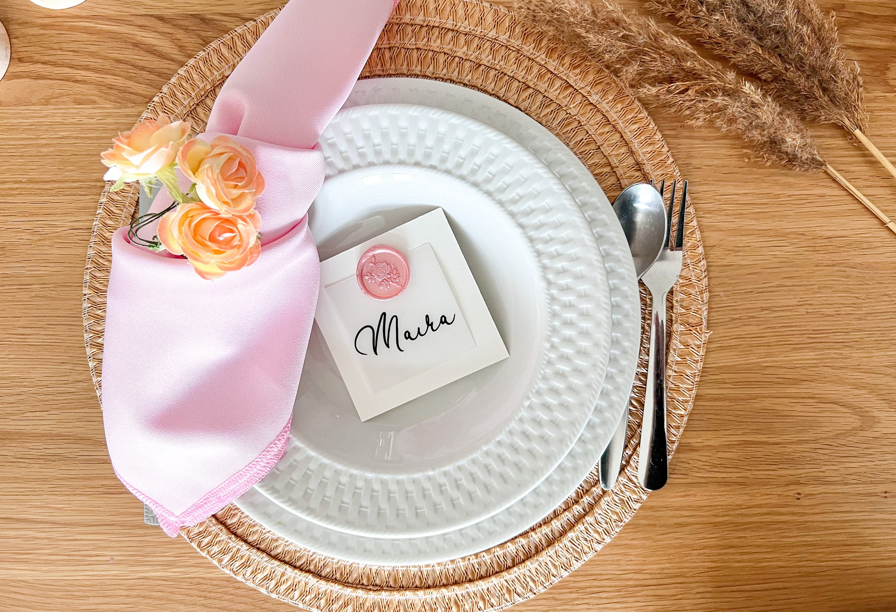 Personalized Vellum Wedding Place Cards With Wax Seal For Wedding, Table Name Cards For Wedding Guest Seating, Bridal Shower Name Cards