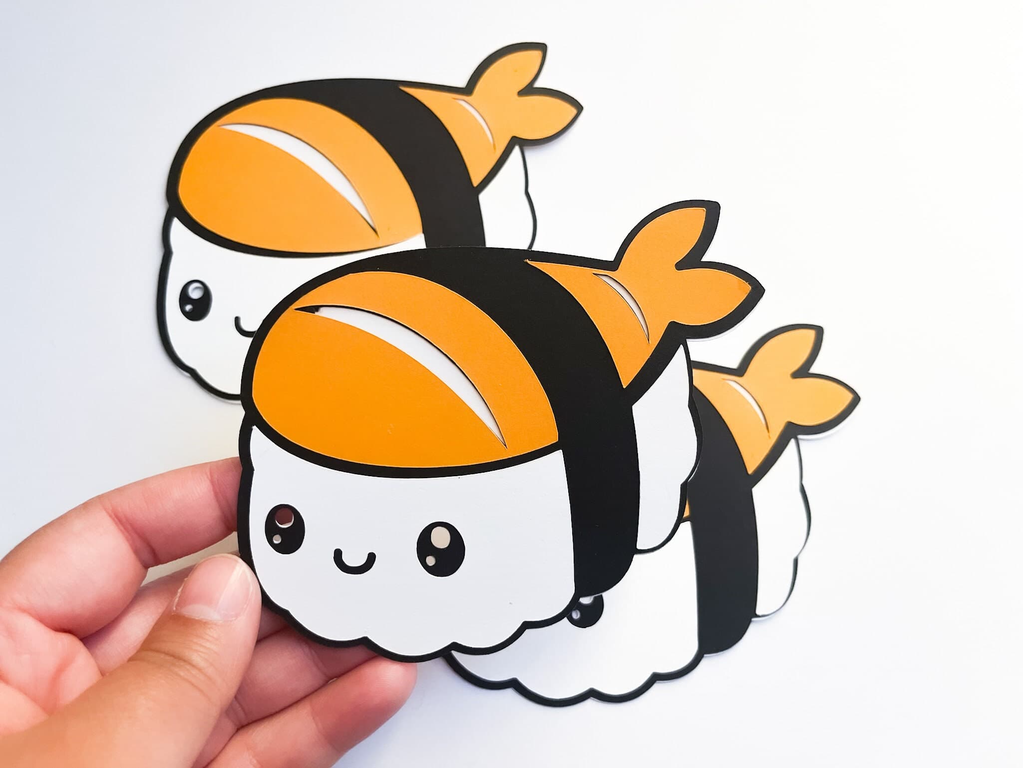 Layered Sushi Cardstock Die Cut For Kawaii Party, Sushi Baby Shower, Sushi Party Decoration, Kawaii Asian Food Die Cut