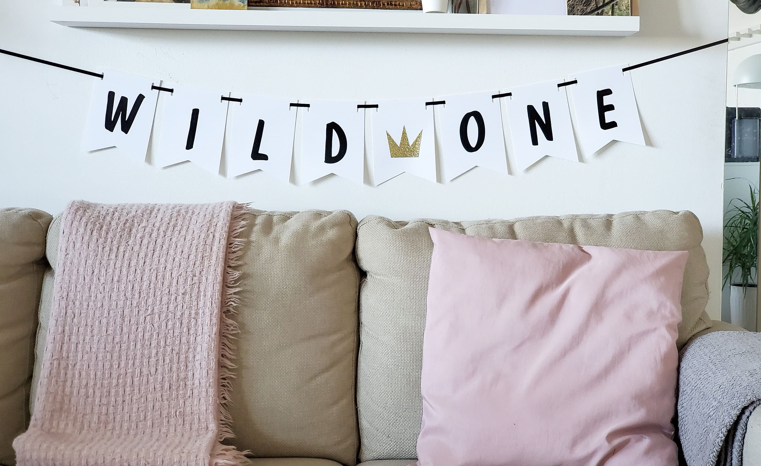 White Wild One Banner for Jungle Theme Party, High Chair Banner for Wild One Party, Wild One Baby Shower Decorations