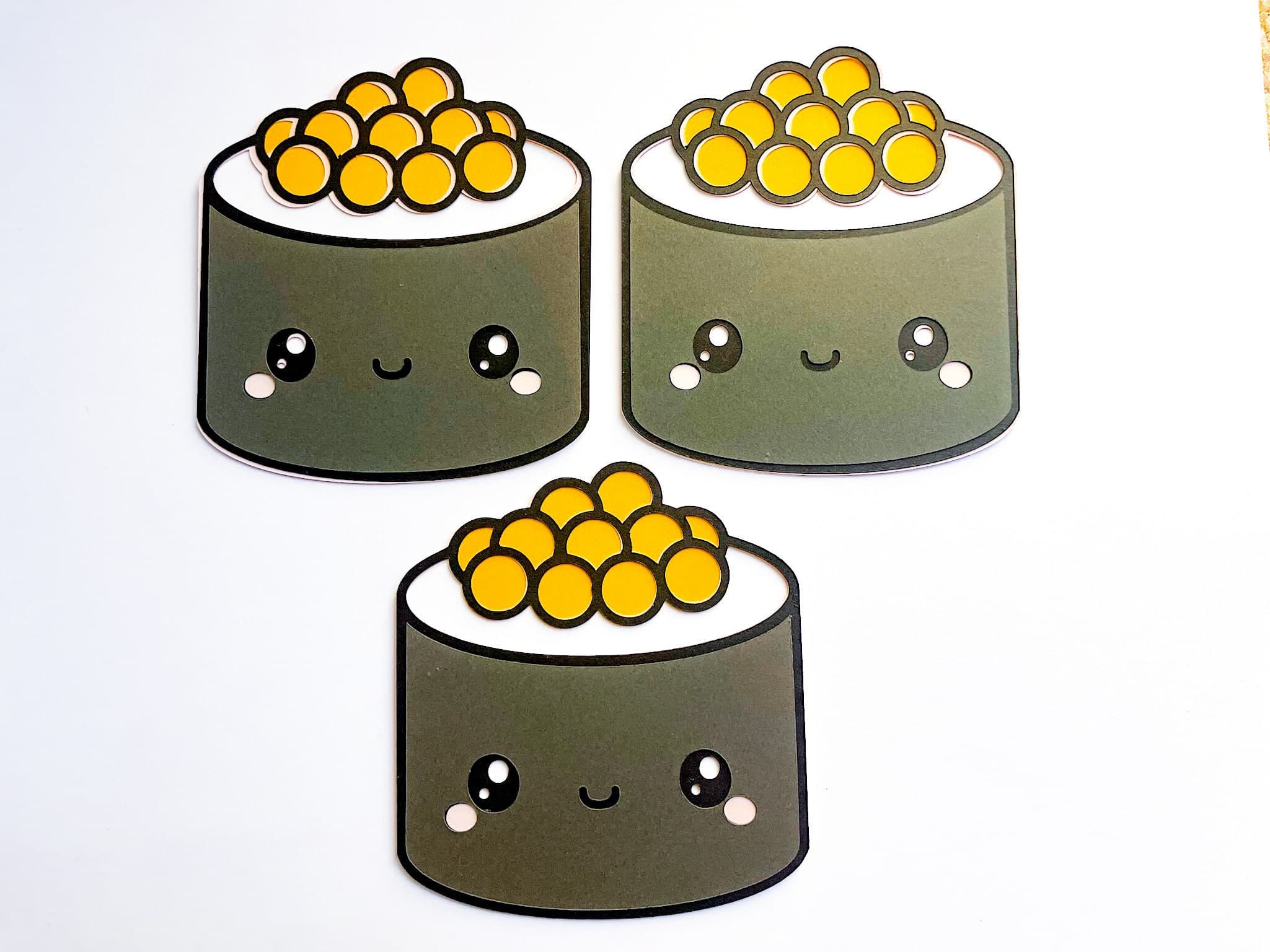 Layered Sushi Cardstock Die Cut For Kawaii Party, Sushi Baby Shower, Sushi Party Decoration, Kawaii Asian Food Die Cut - image 5