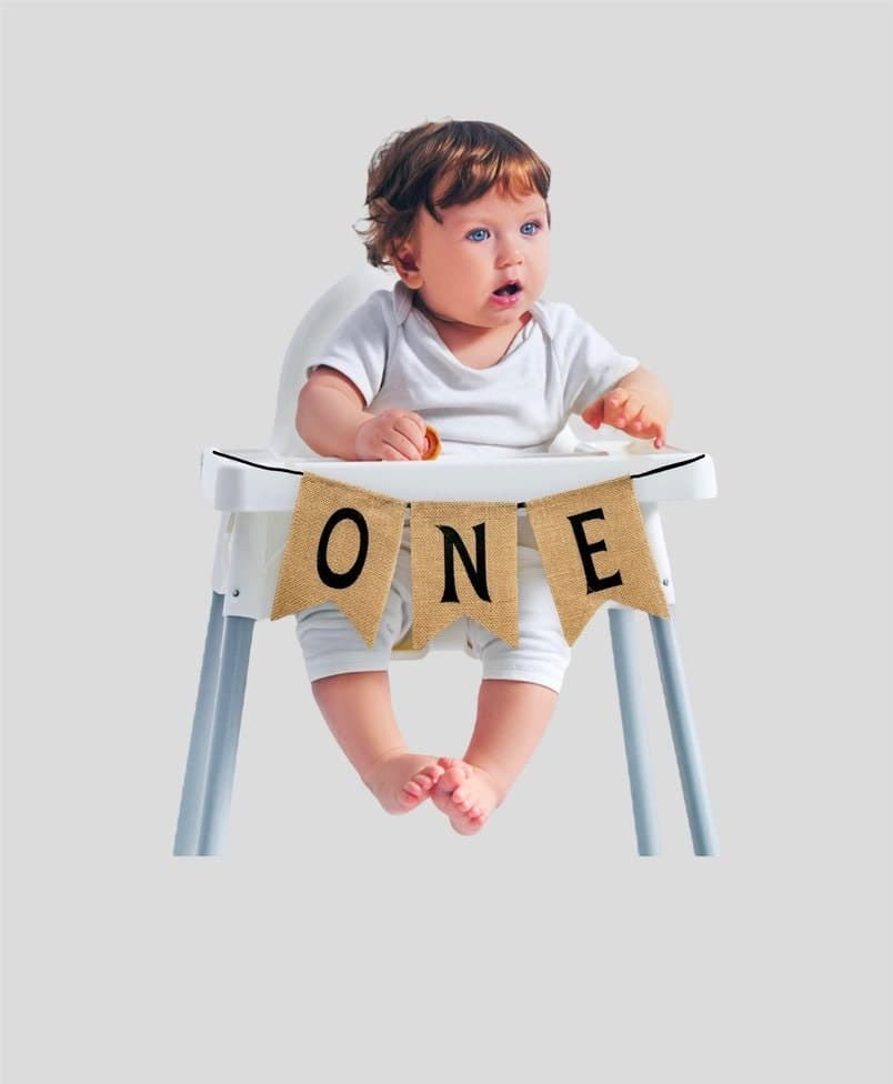 Burlap One High Chair Banner For Cake Smash Photoshoot, Rustic Boho High Chair Sign, Nursery Room Decoration - image 3