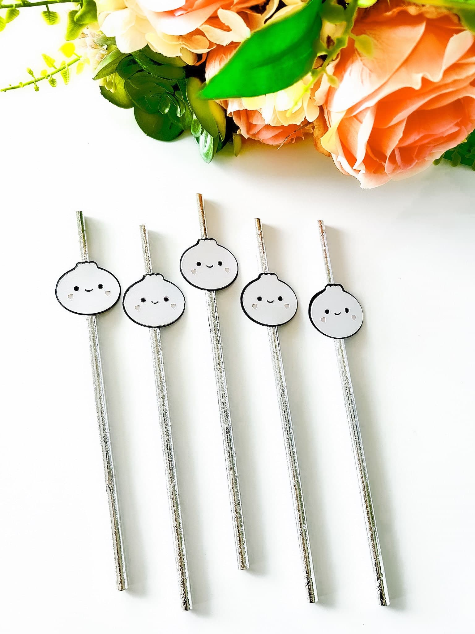Dumpling Paper Straws For A Dumpling Baby Shower, Little Dumpling Party Decoration, Kawaii Straw, Dumpling Straws 10 PCS, Straw Decoration - image 4