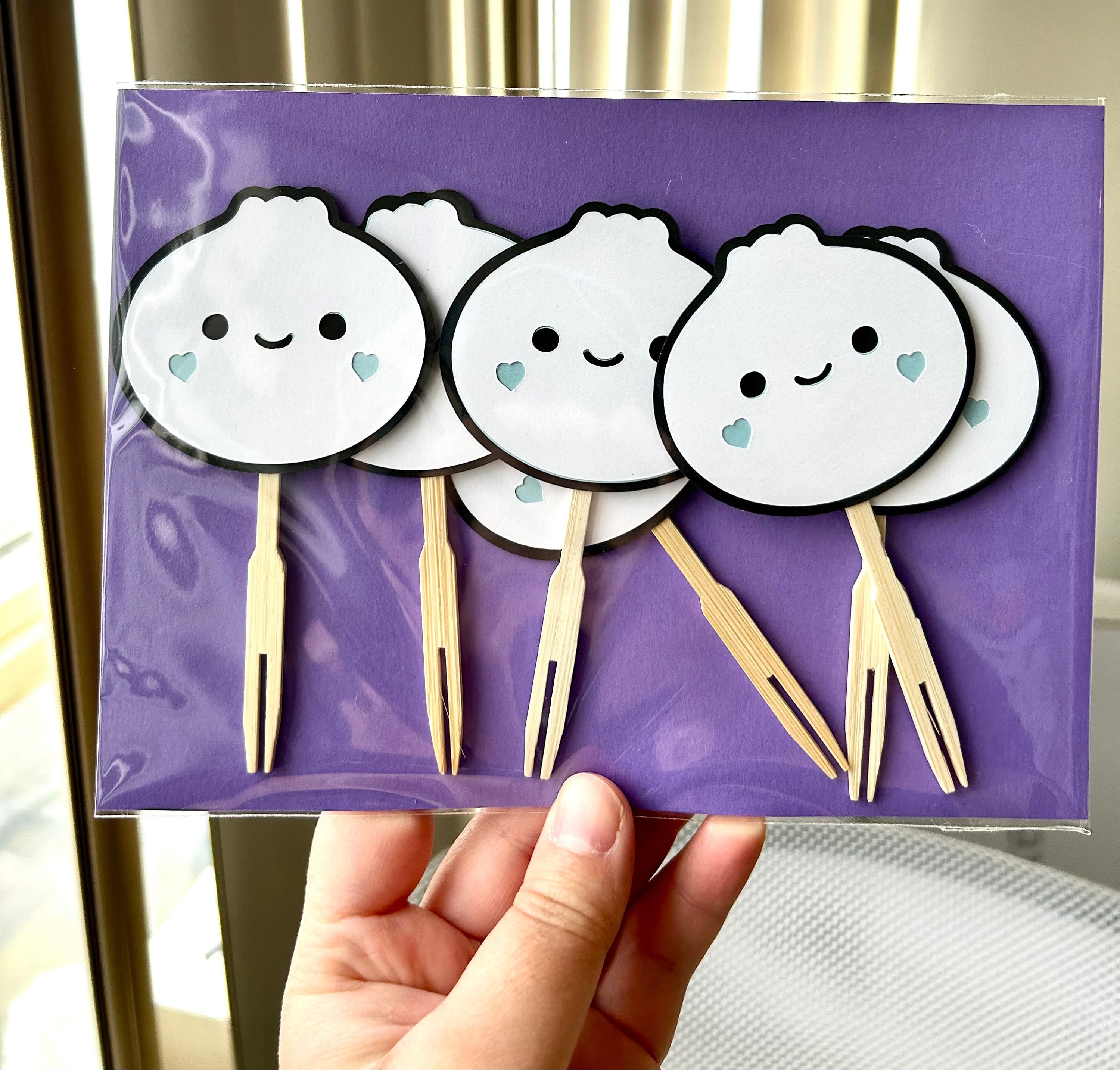 Dumpling Cupcake Topper and Food Pick For A Dumpling Baby Shower, Little Dumpling Party Decoration, Kawaii Asian Food Die Cut, Bao Party - image 4