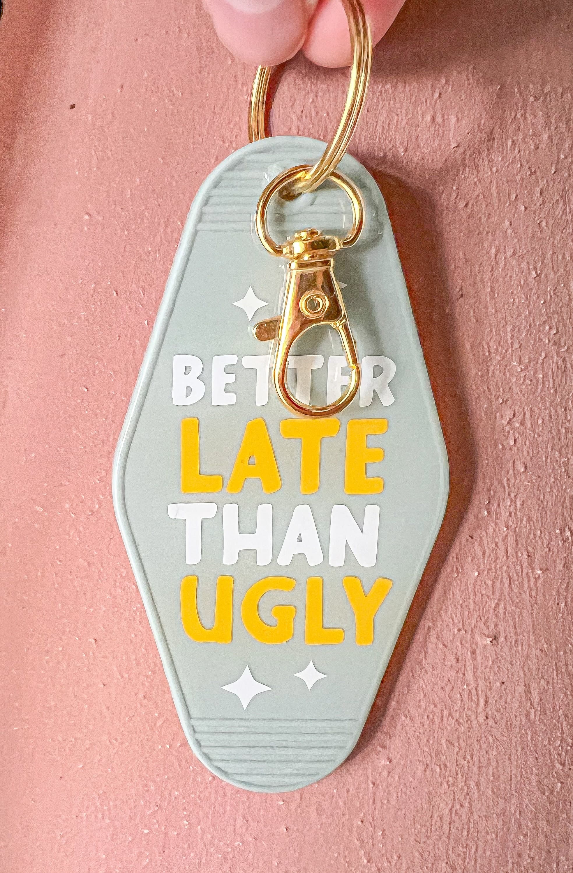 Retro Motel Keychain Funny Going Away Gift For Coworker Key Tag Better Late Than Ugly Goodbye Gift Farewell Acrylic Keychain Gift For Her - image 3