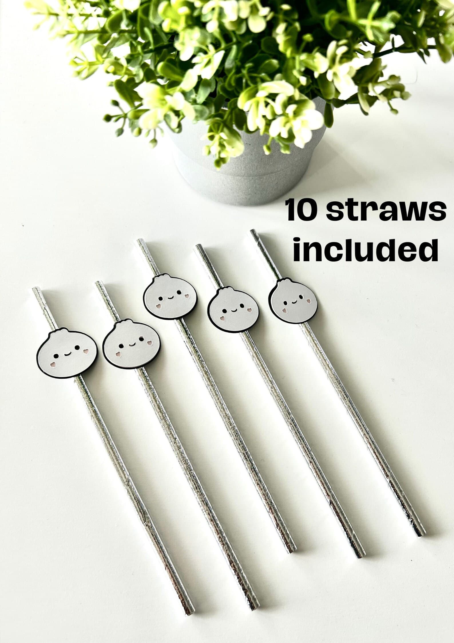 Dumpling Paper Straws For A Dumpling Baby Shower, Little Dumpling Party Decoration, Kawaii Straw, Dumpling Straws 10 PCS, Straw Decoration - image 3