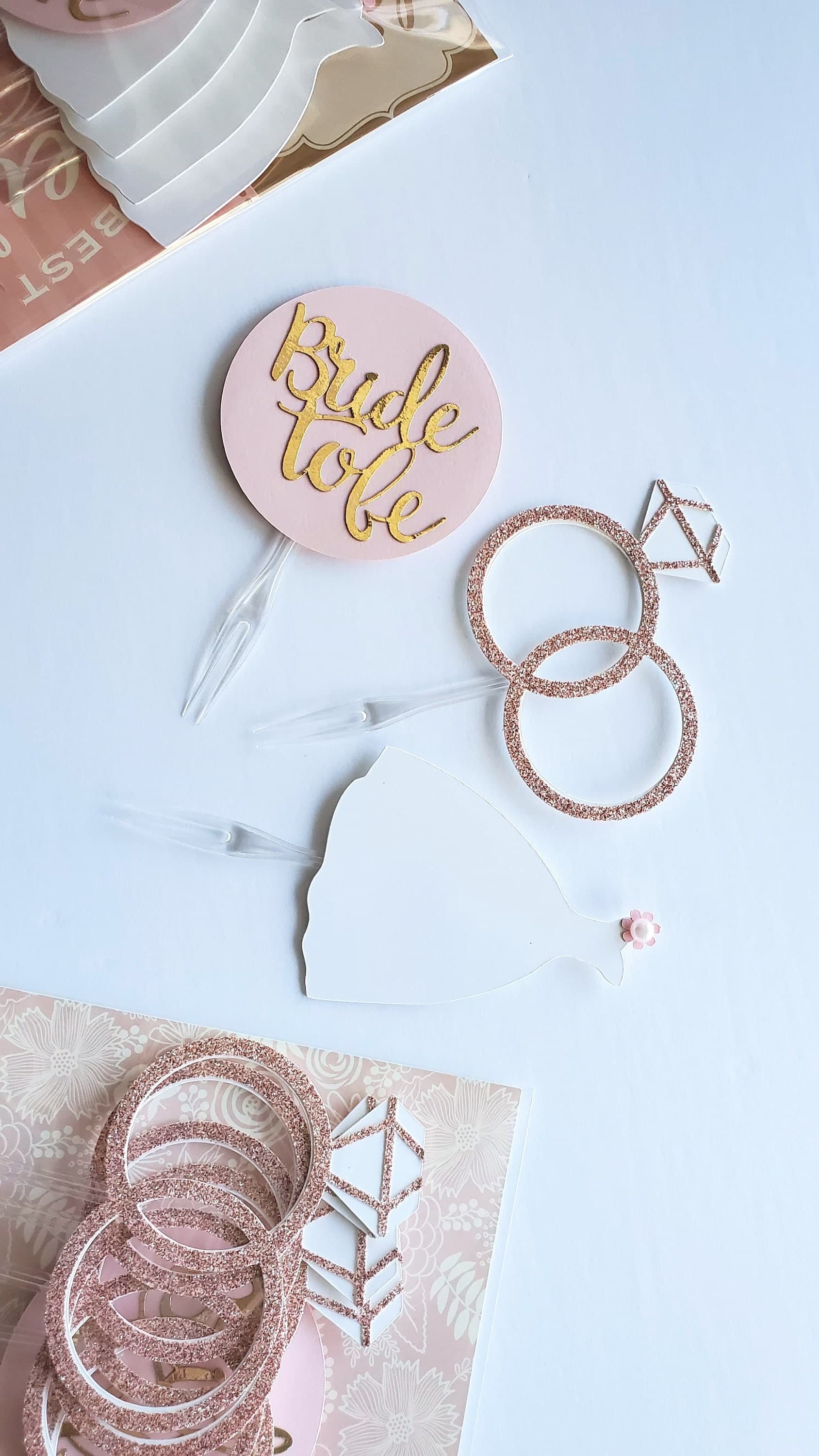 Bride To Be Cupcake Toppers for Bridal Shower, Diamond Ring Toppers For Bachelorette Party Decoration, Miss To Mrs, Hen Party Decor - image 4