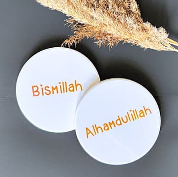 Bismillah Ceramic Coaster Set for Eid or Ramadan, 2 Ceramic Coasters for Wedding Gift, Eid Gifts, House Warming Present - image 3