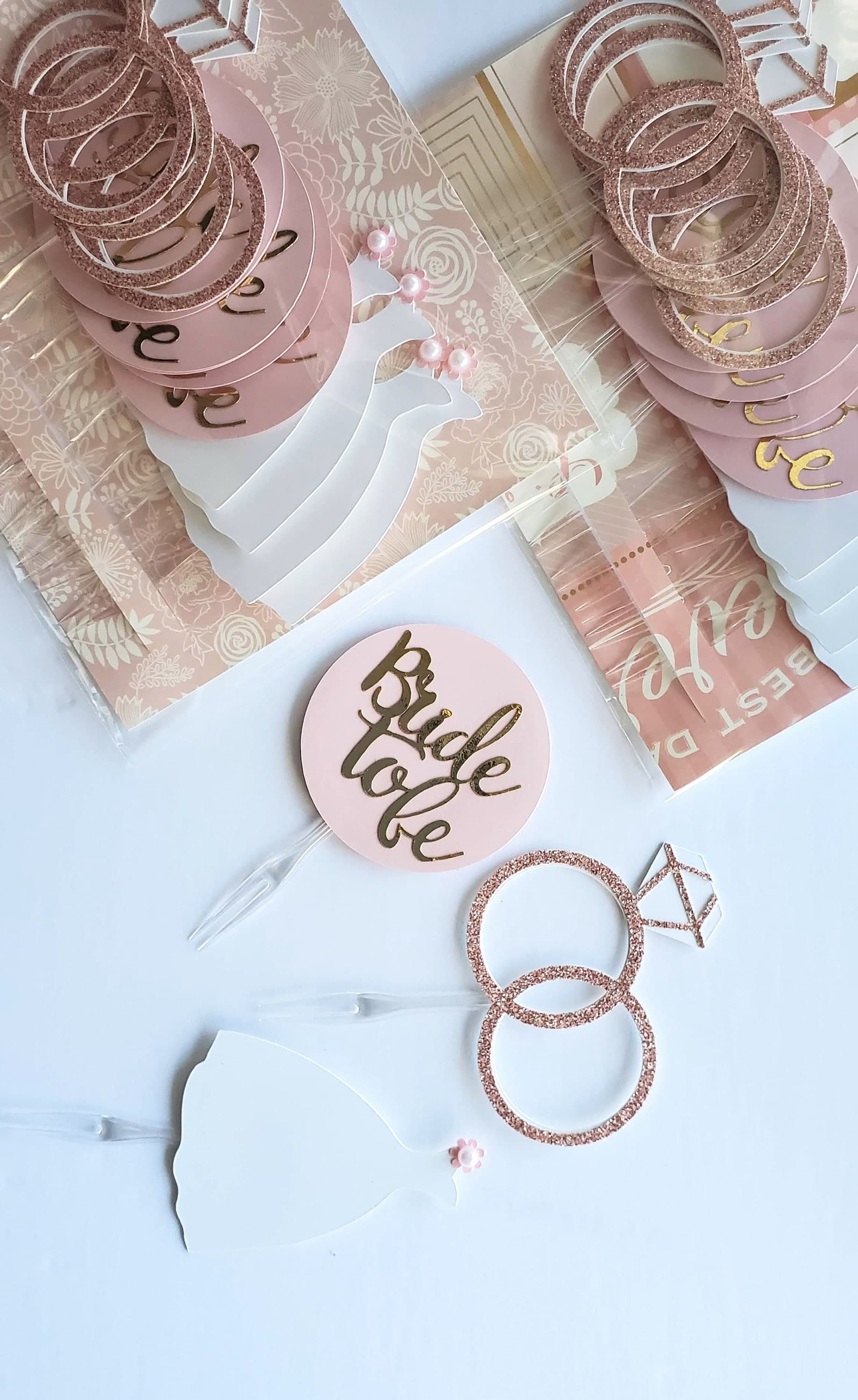 Bride To Be Cupcake Toppers for Bridal Shower, Diamond Ring Toppers For Bachelorette Party Decoration, Miss To Mrs, Hen Party Decor
