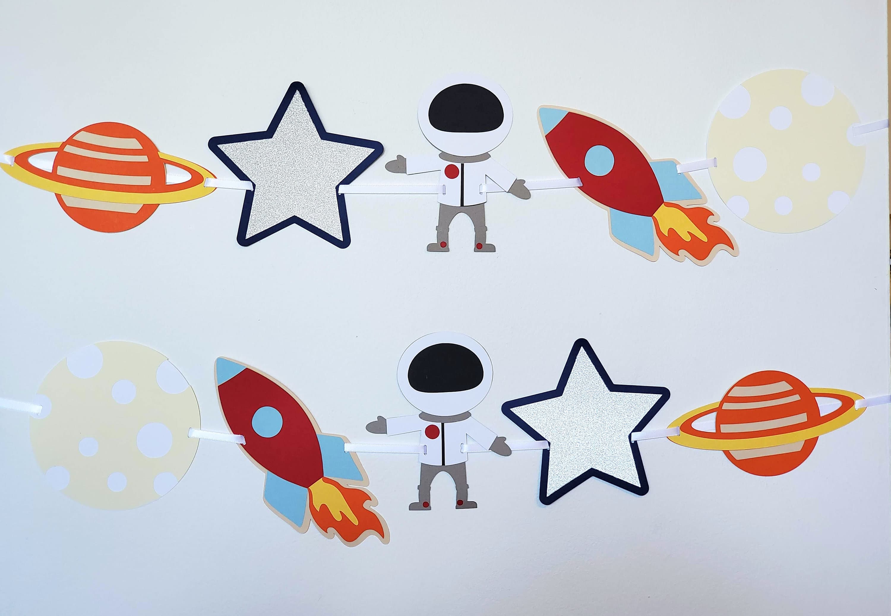 Space Banner for a Galaxy Themed Party, Astronaut Banner, Planet Party Decorations, Two The Moon Garland - image 3