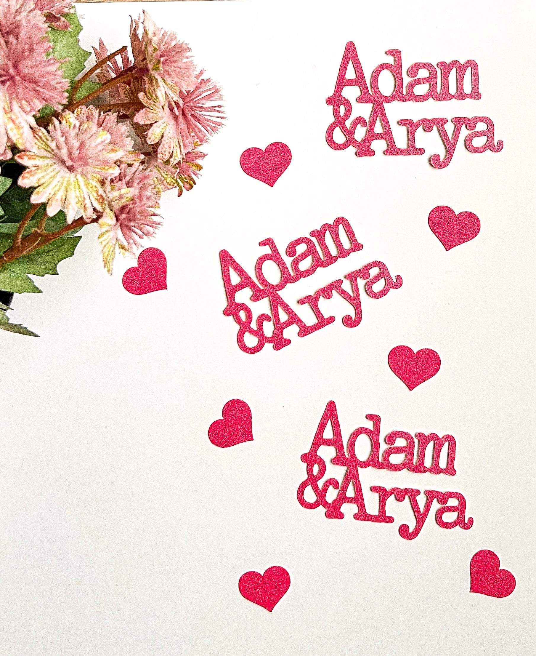 Custom Name Confetti, Personalized Bachelorette Party Decoration, Heart, Engagement Decor, Hen Night, Wedding Anniversary, Bride, Groom