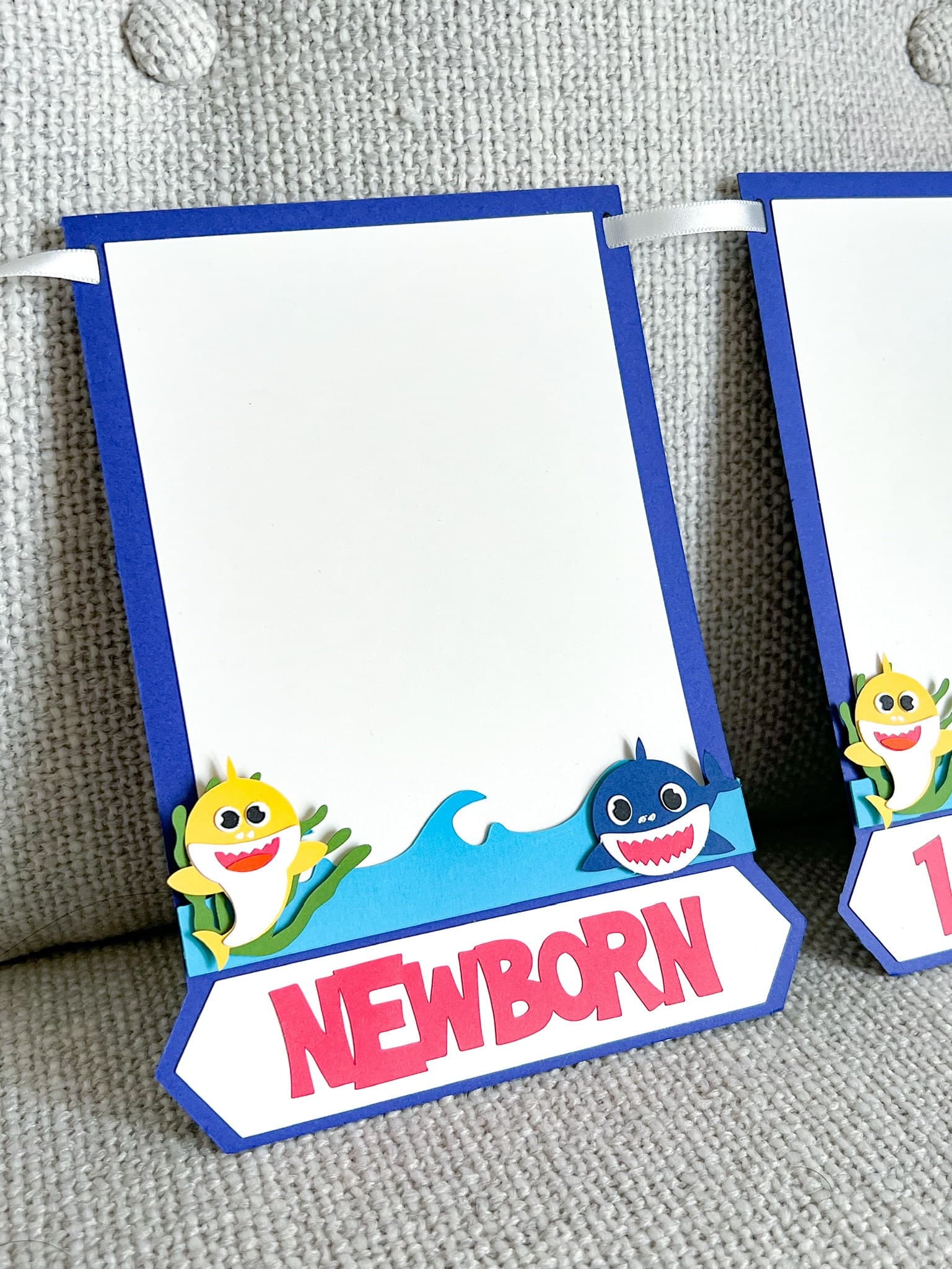 12 Months Milestone Banner for Baby Shark Themed Party, Monthly Photo Garland For Newborn Photography or Nursery, Baby Shark Two Two Two - image 4