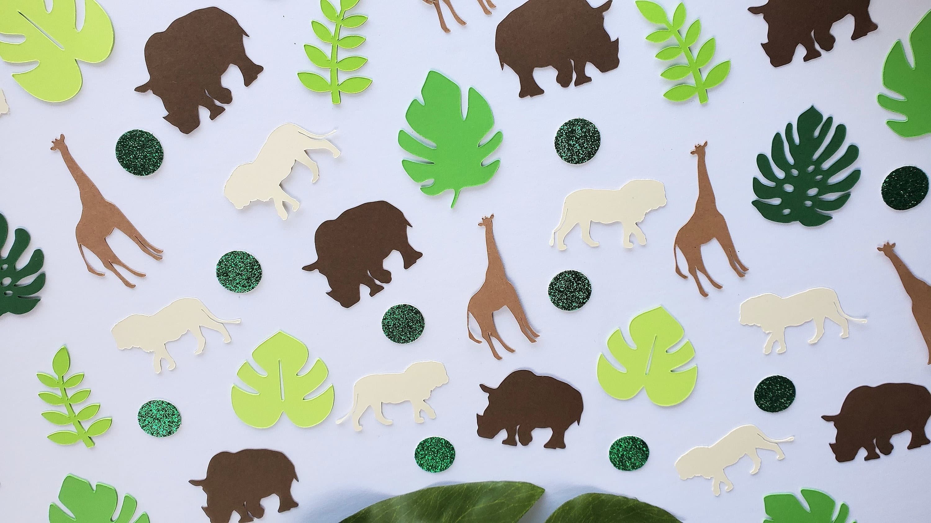 Safari Leaves Confetti, Jungle Confetti, Tropical Confetti, Safari Confetti Scatter Confetti, Safari Animals Confetti, Baby Shower Confetti - image 2