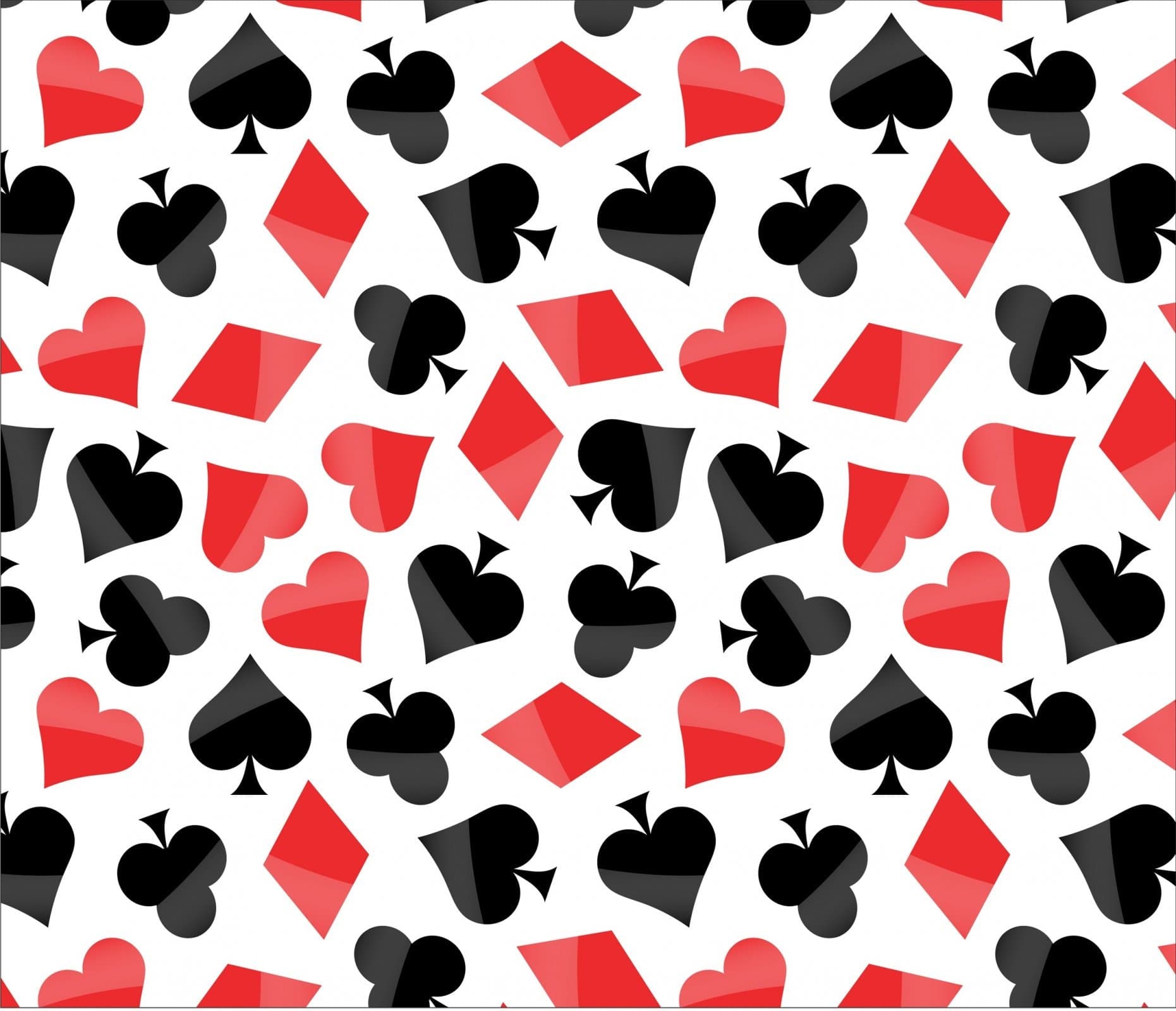 Playing Cards Cotton Fabric by the Yard - Casino Fun Poker Symbols White - David Textiles DX-2526-0C-1