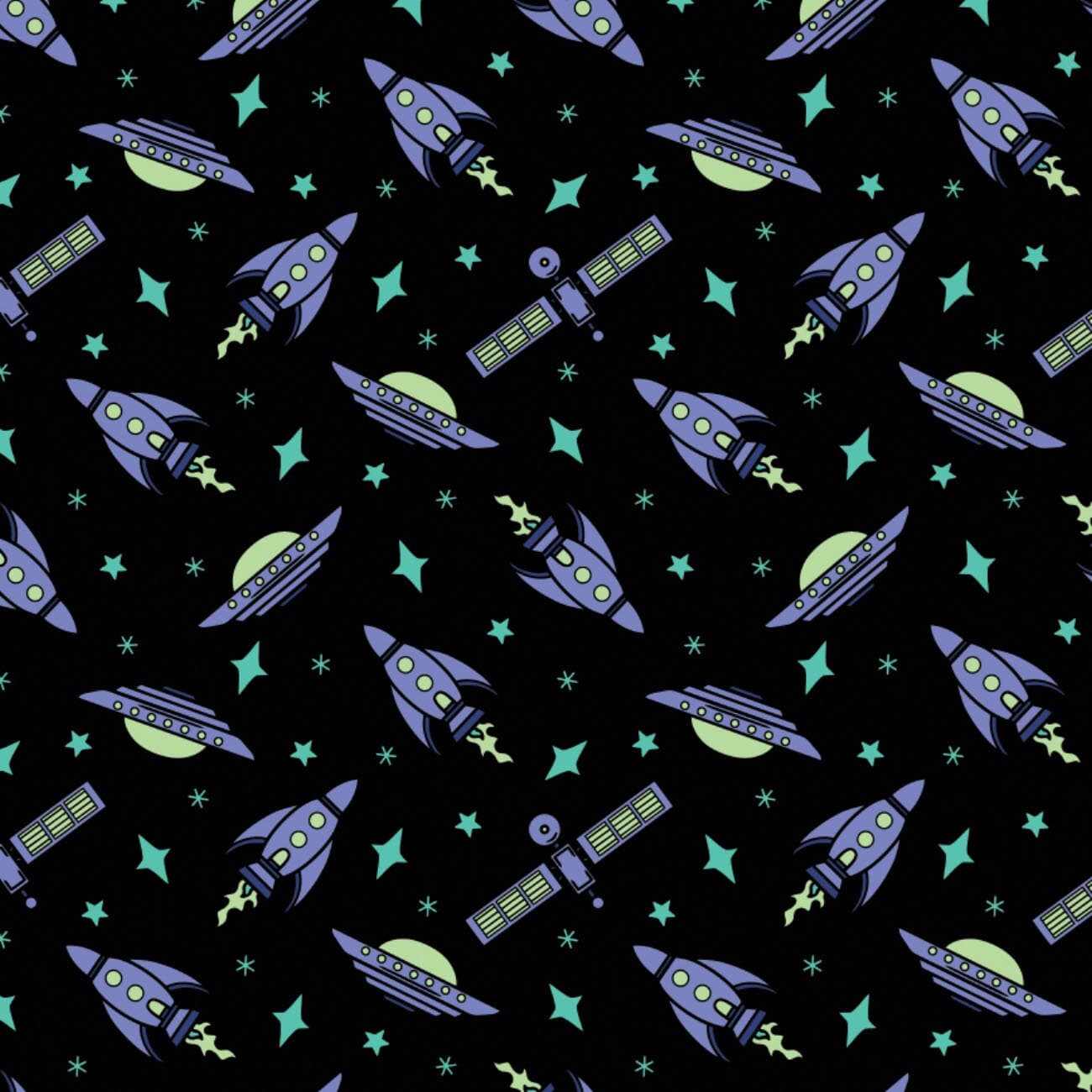 Alien Cotton Fabric by the Yard - I Want to Believe Space Exploration in Black - Camelot 21210502-1