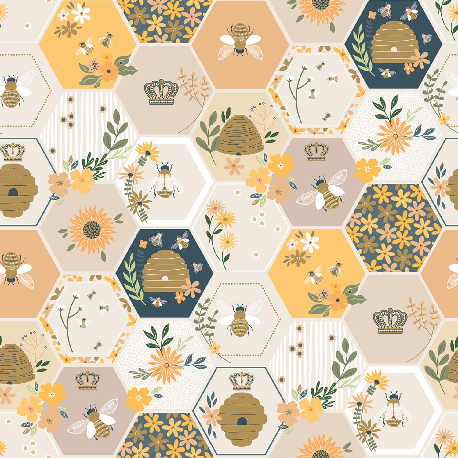 Bee Cotton Fabric by the Yard - Bees Knees Main Multi - Dear Stella D3052-MULTI