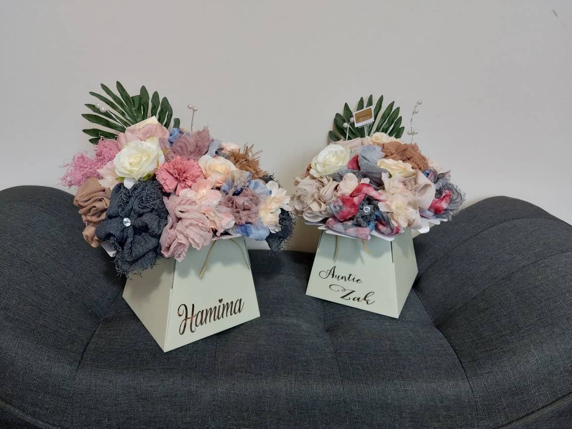 Scarf Hijab Bouquet Flower Gift Thank You Congratulations Wedding Engagement christmas Umrah Birthday Mother's Day hamper bespoke gifts - image 5