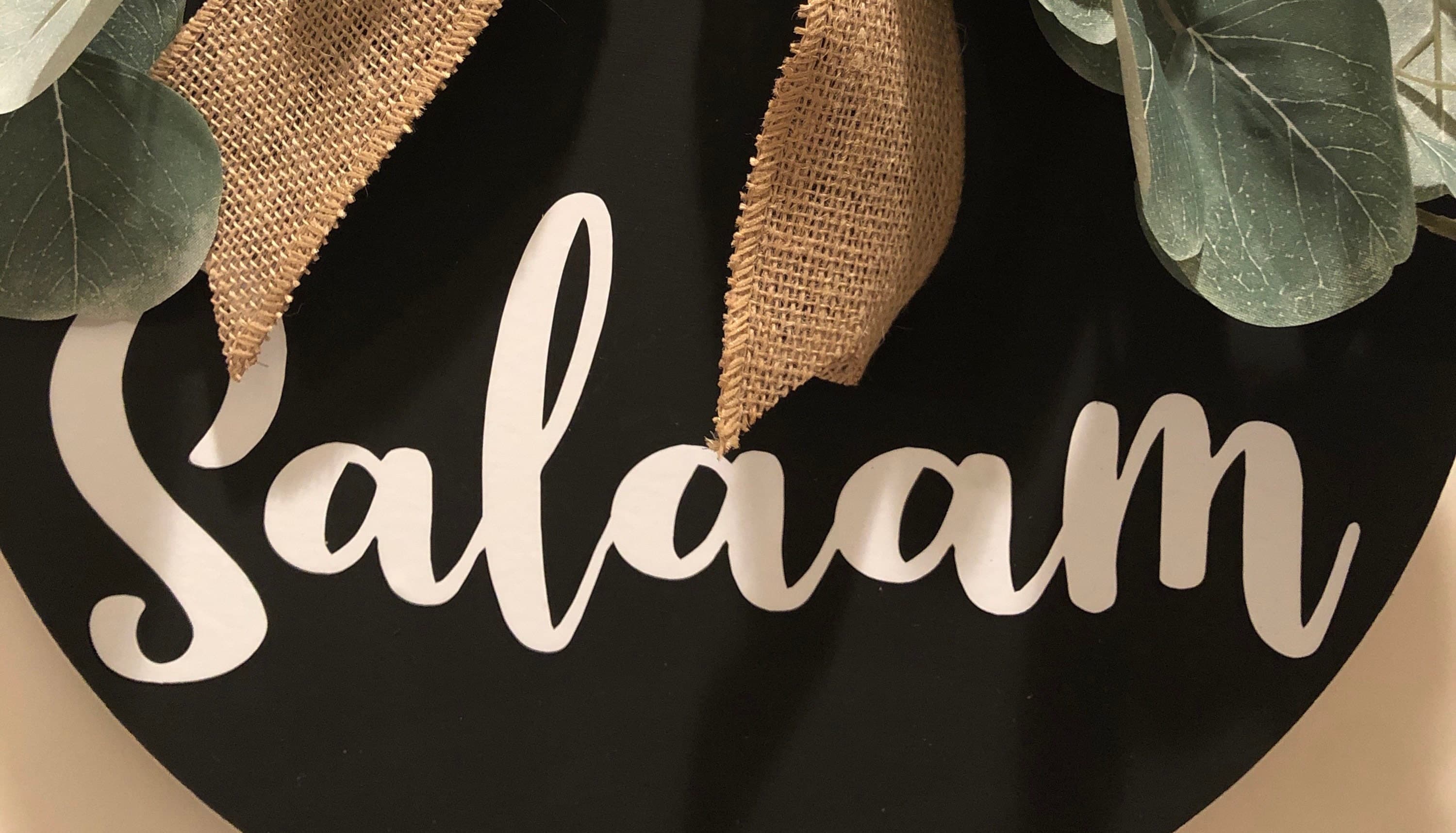 Salaam door sign with Eucalyptus greens, Arabic, Eid gift, Salaam door hanger, Muslim home warming gift. Salaam. - image 3