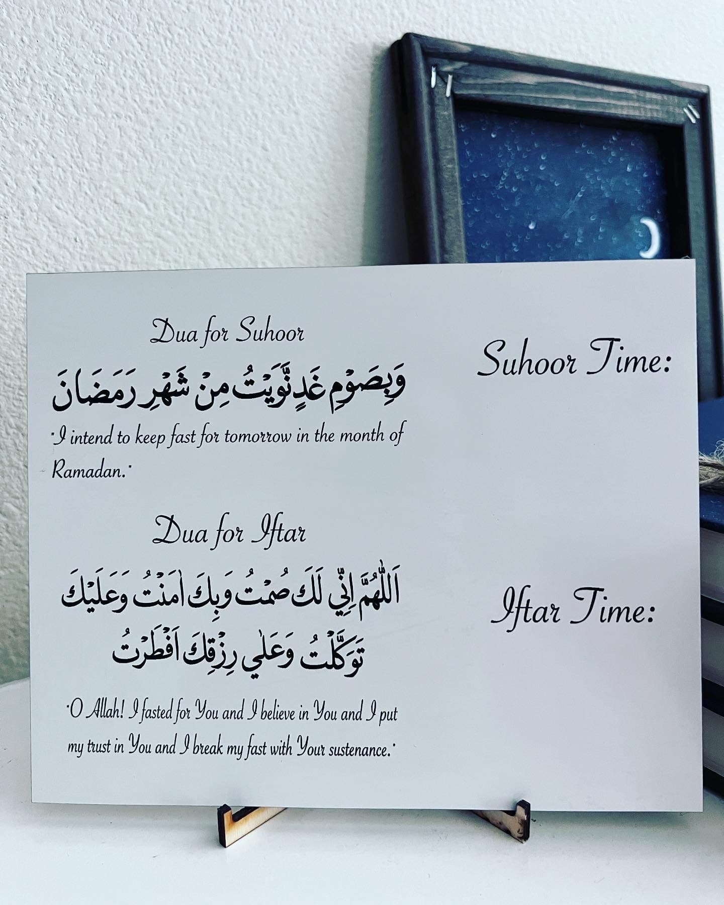 Dua for Suhoor and Iftaar display with time and stand. Iftaar time. Suhoor time. Ramadan. Ramadan Mubarak. Islamic holiday. Eid Mubarak. - image 4