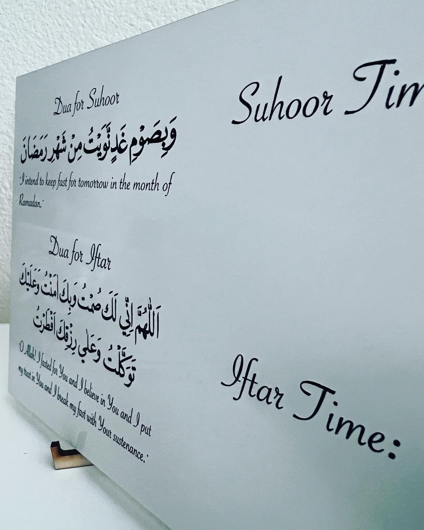 Dua for Suhoor and Iftaar display with time and stand. Iftaar time. Suhoor time. Ramadan. Ramadan Mubarak. Islamic holiday. Eid Mubarak. - image 3