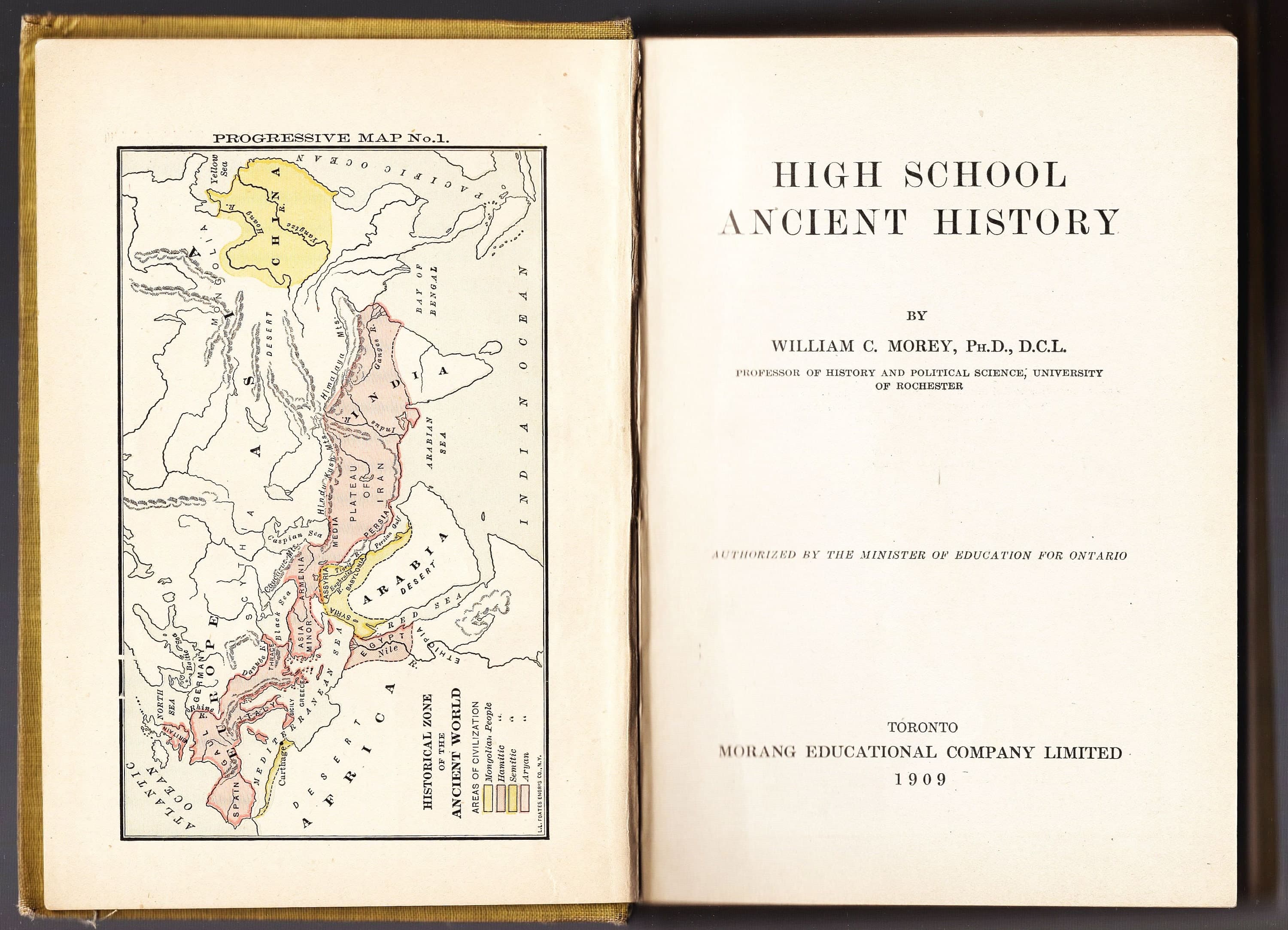 Ontario High School Ancient History by William C. Morey, Morang 1909 - good condition