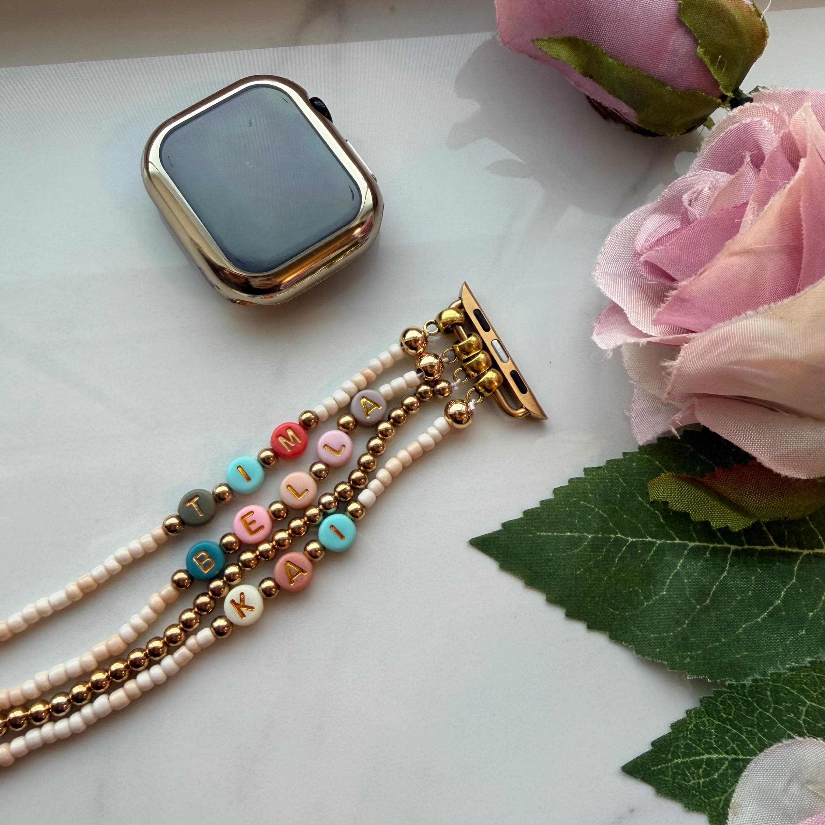 Friendship bracelet  Beaded apple band, Personalized text Apple Watch Band | handmade Beaded Watch Band |  Apple bracelet band, - image 5