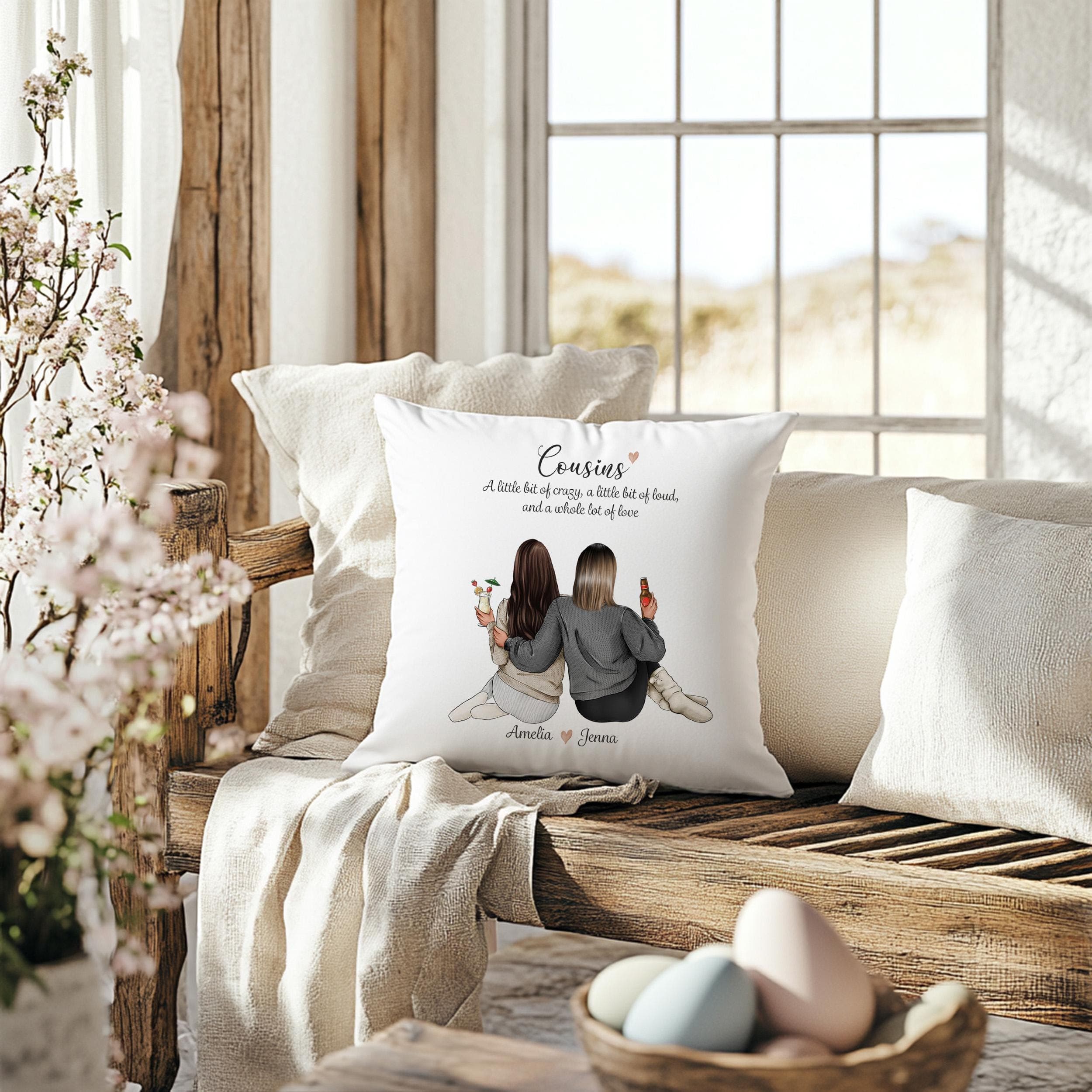 Personalised Cousin Cushion, Cousin Gift, Custom Cushion, Keepsake Gift