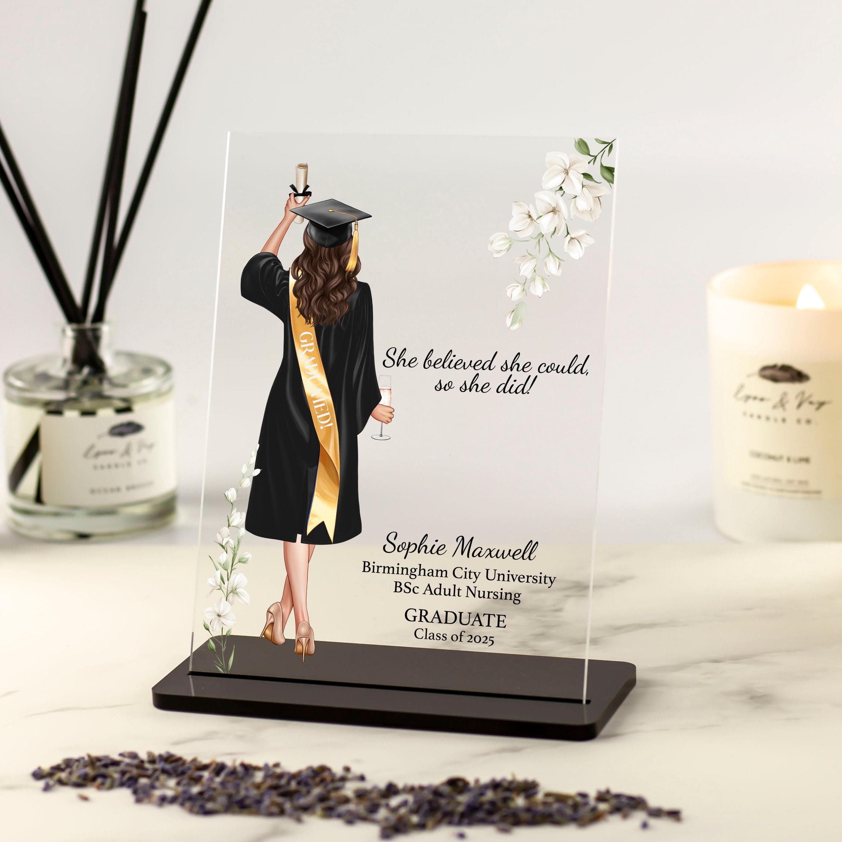 Personalised Graduation Gift for Her Acrylic Plaque, Graduation Gifts for Daughter, Best Friend, Sister, Masters Degree, Custom Grad Gifts